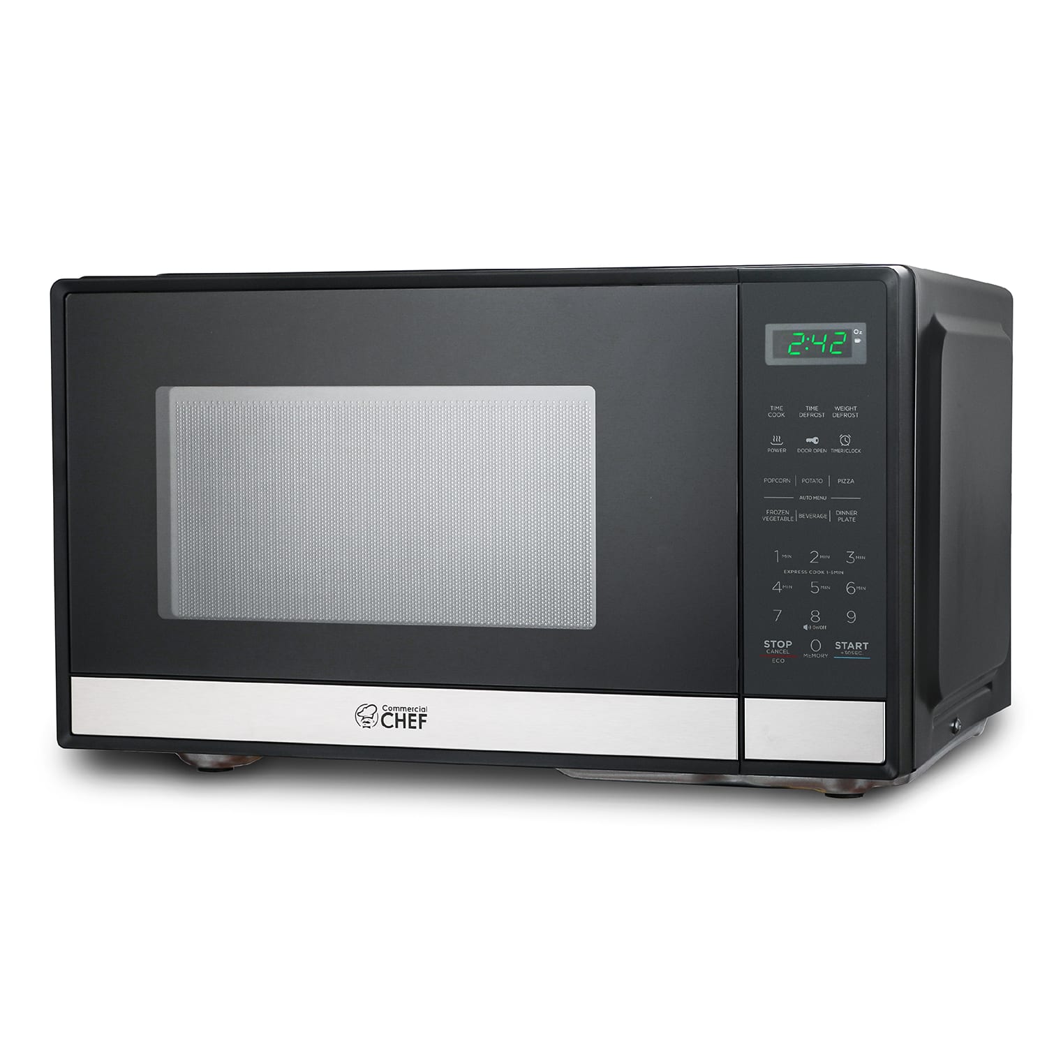 Commercial Chef 0.9 Cu. Ft. Countertop Microwave, Silver/Black