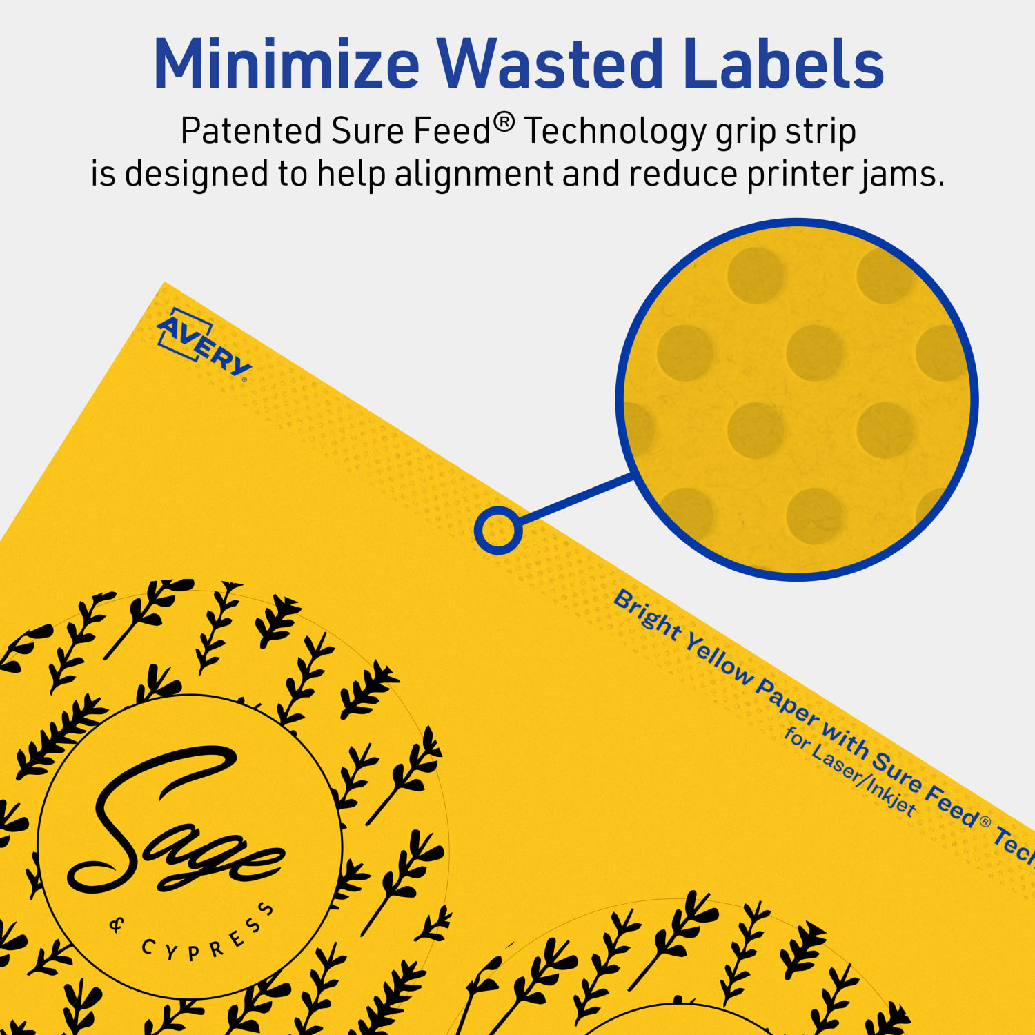 Avery Print-To-The-Edge Labels With Sure Feed Technology And Easy Peel Label Feature, 94514-BYP80, Round, 3-1/2in, Matte Bright Yellow, Pack of 320 - Image 5