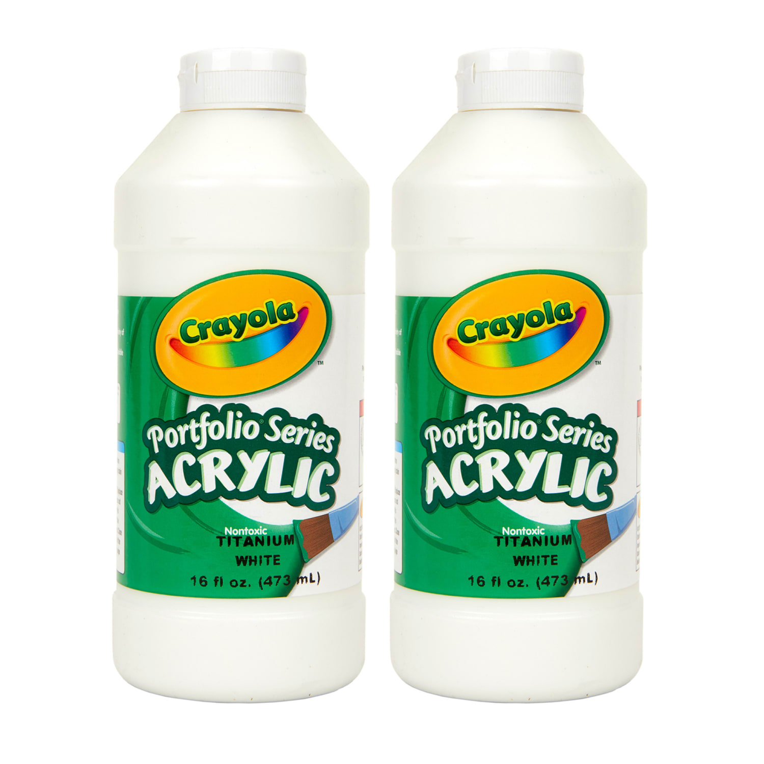 Crayola Portfolio Series Acrylic Paint, 16 oz., White, Pack Of 2