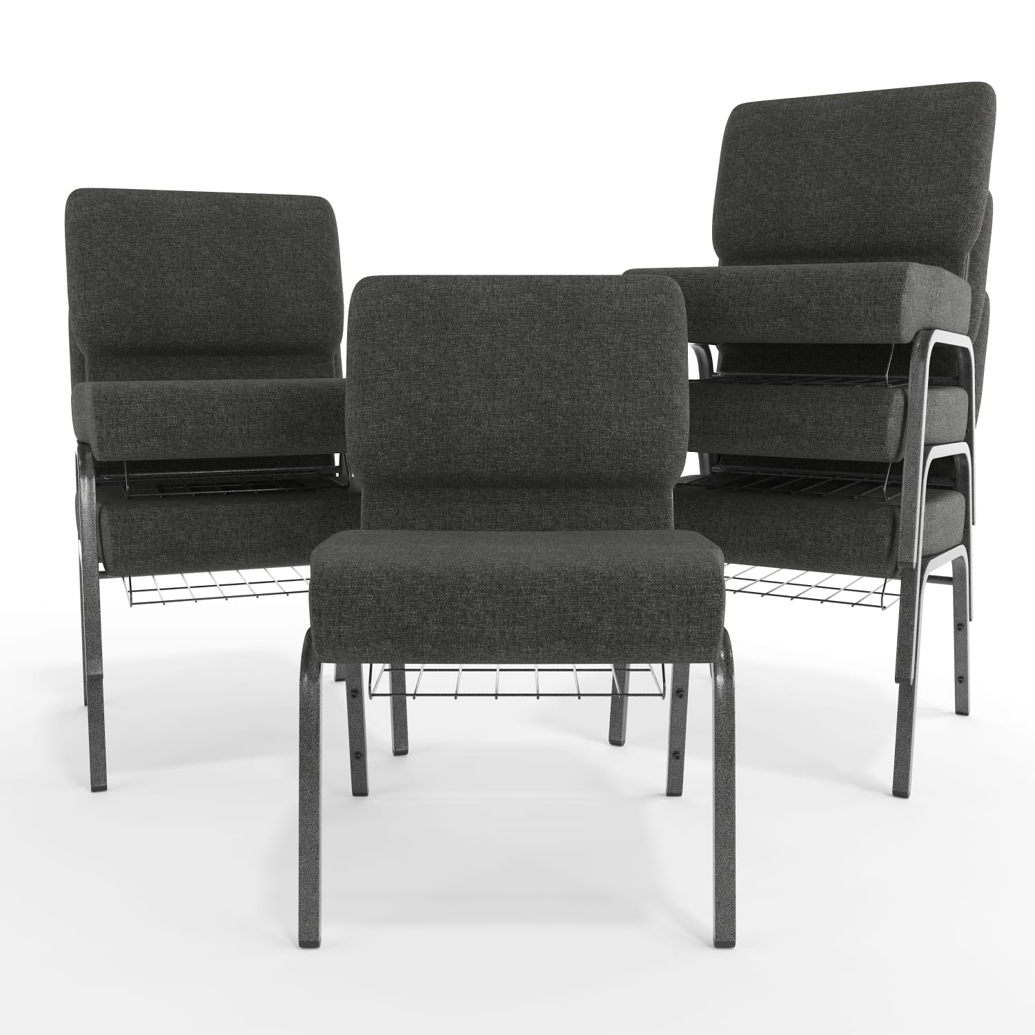 Flash Furniture HERCULES Series Church Chair With Book Rack Dark GraySilver Vein PopularChairscom