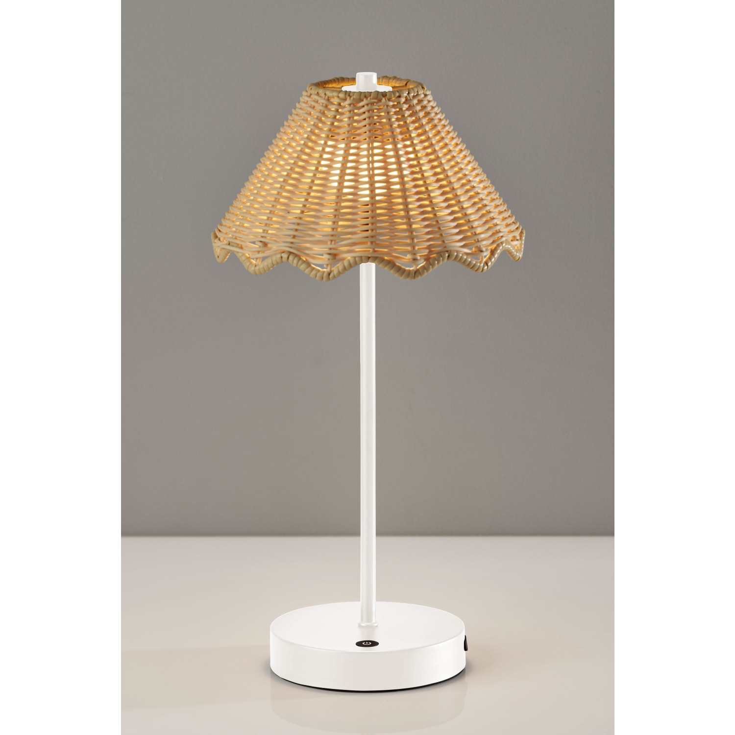 Adesso Stevie LED Cordless Indoor/Outdoor Table Lamp, 15inH, Rattan Shade/White Base - Image 6