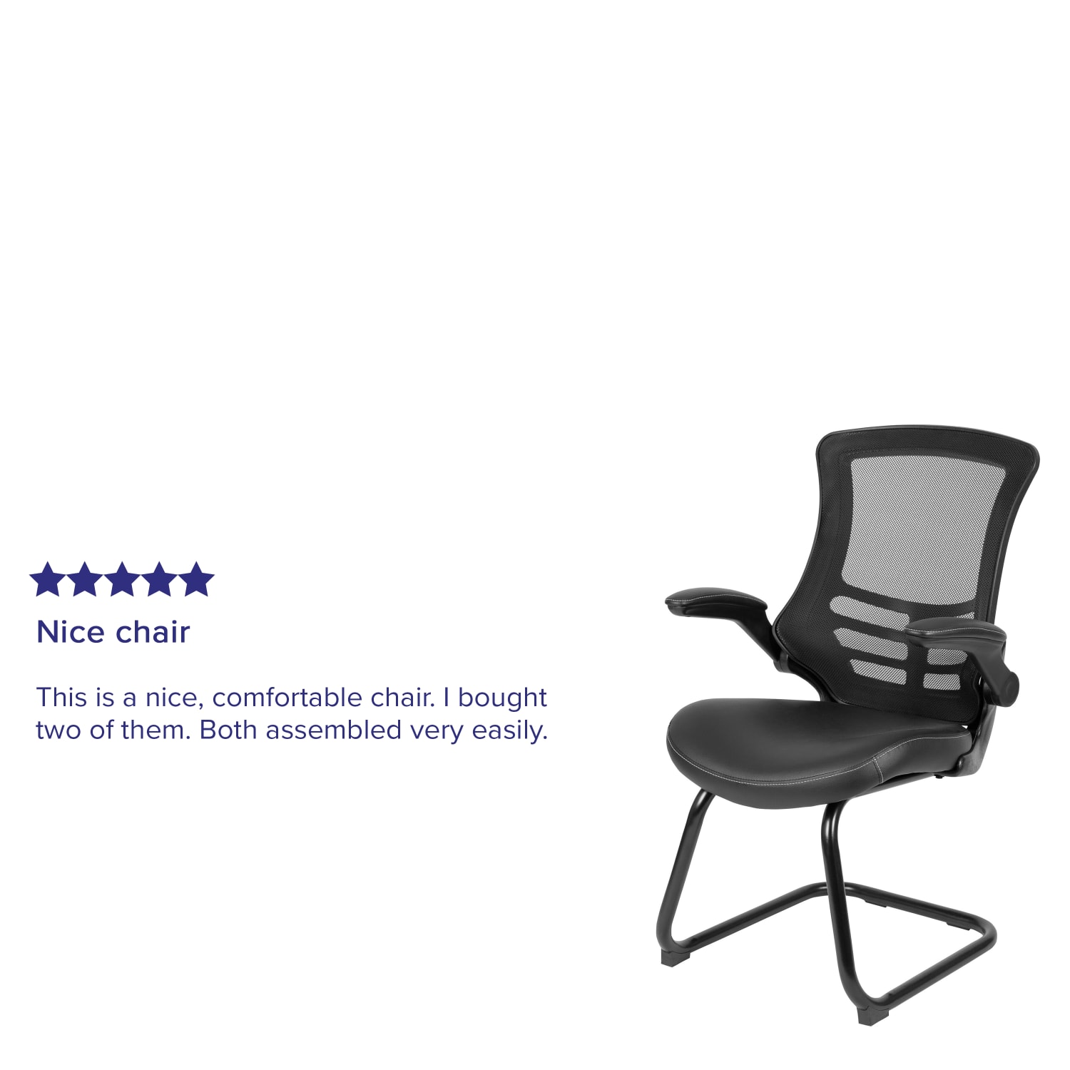 Flash Furniture Leathersoft Sled Base Side Reception Chair with Flip Up Arms, Black - Image 5