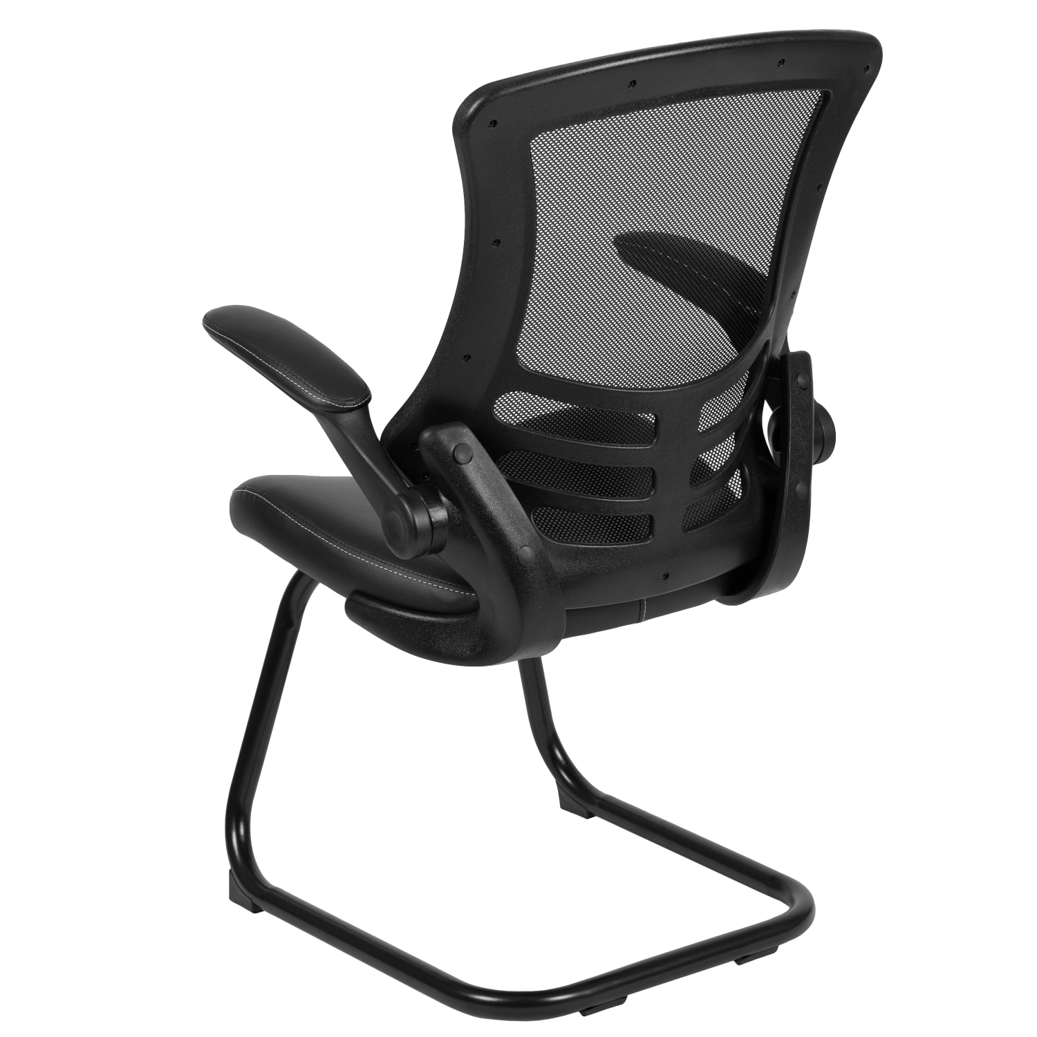 Flash Furniture Leathersoft Sled Base Side Reception Chair with Flip Up Arms, Black - Image 8