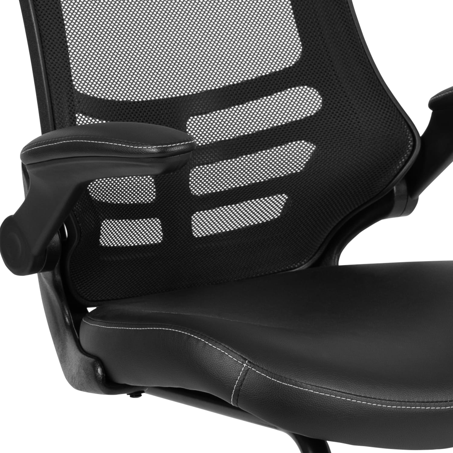 Flash Furniture Leathersoft Sled Base Side Reception Chair with Flip Up Arms, Black - Image 9