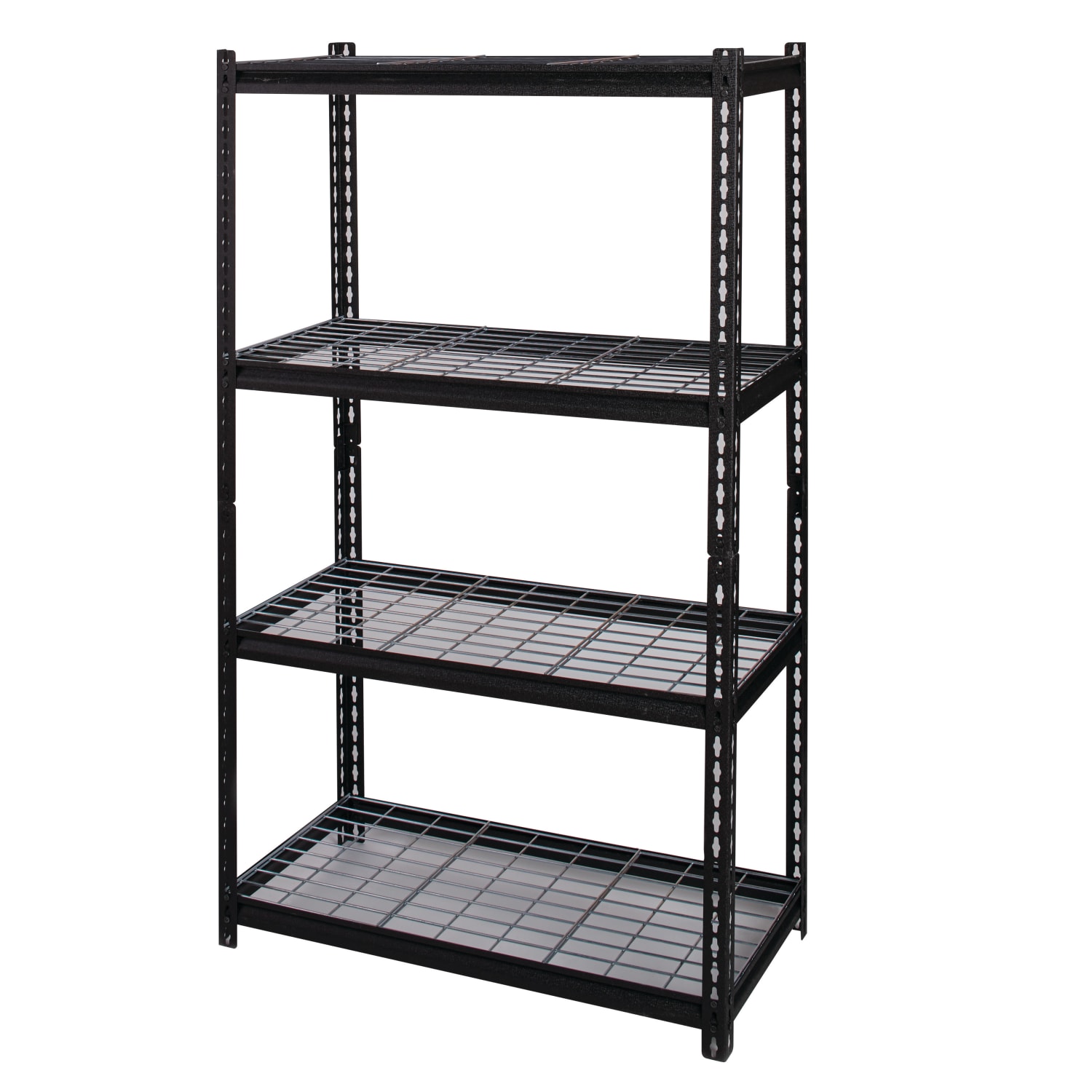 Hirsh Iron Horse 2300 Steel Wire Deck Shelving Unit, 4 Shelves, 60inH x 36inW x 18inD, Black - Image 4