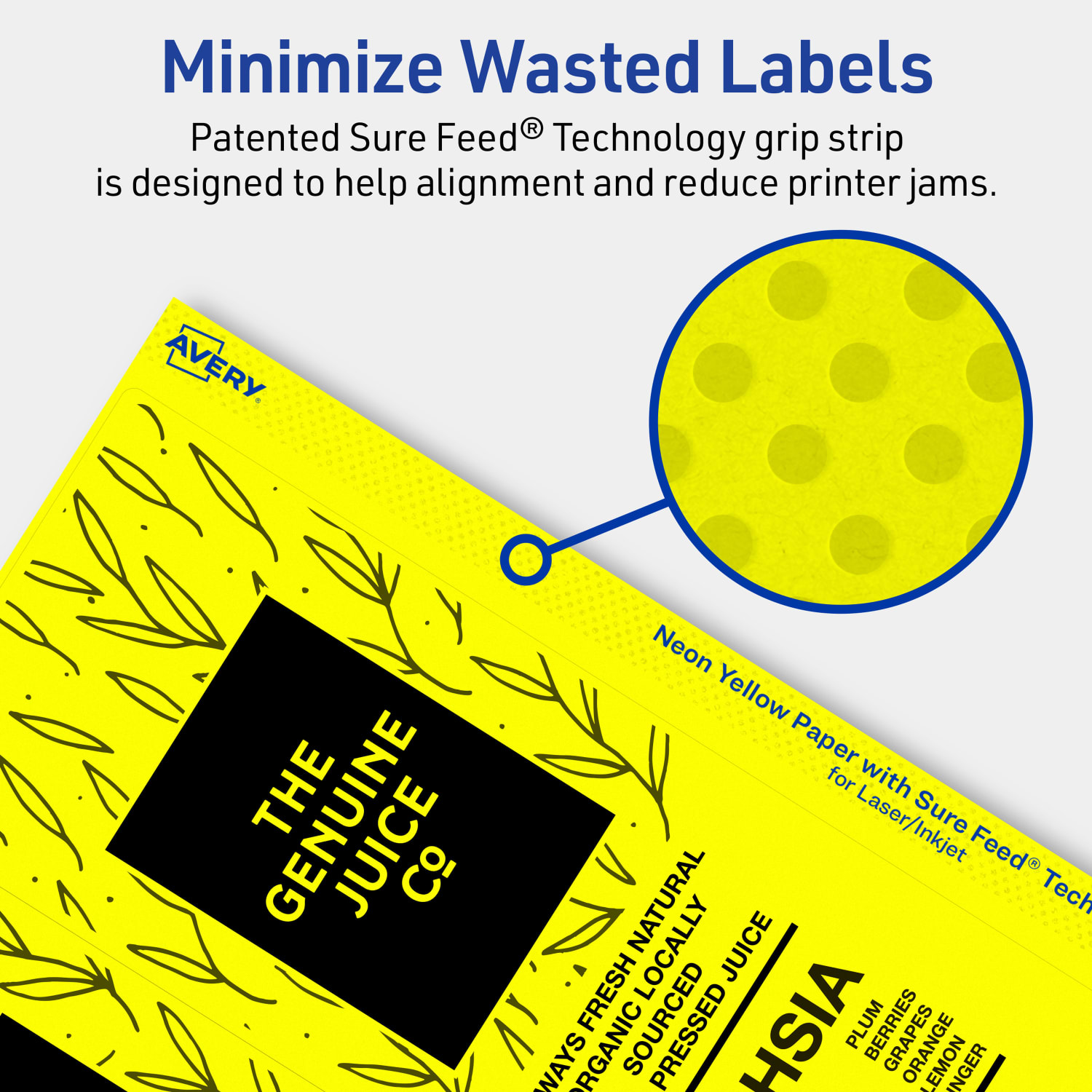 Avery Printable Labels With Sure Feed Technology, 94251-NYP20, Rectangle, 3-1/4in x 8-3/8in, Matte Neon Yellow, Pack of 60 - Image 5