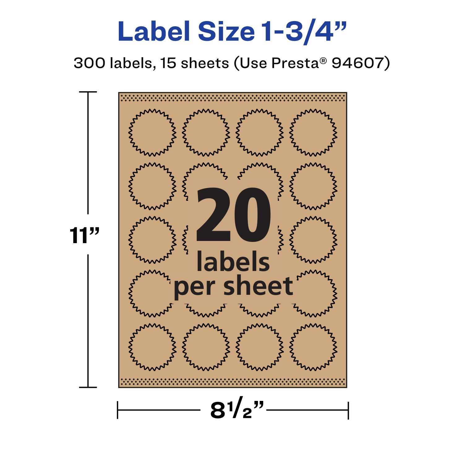 Avery Kraft Permanent Labels With Sure Feed, 94607-KMP15, Starburst, 1-3/4in, Brown, Pack Of 300 - Image 6