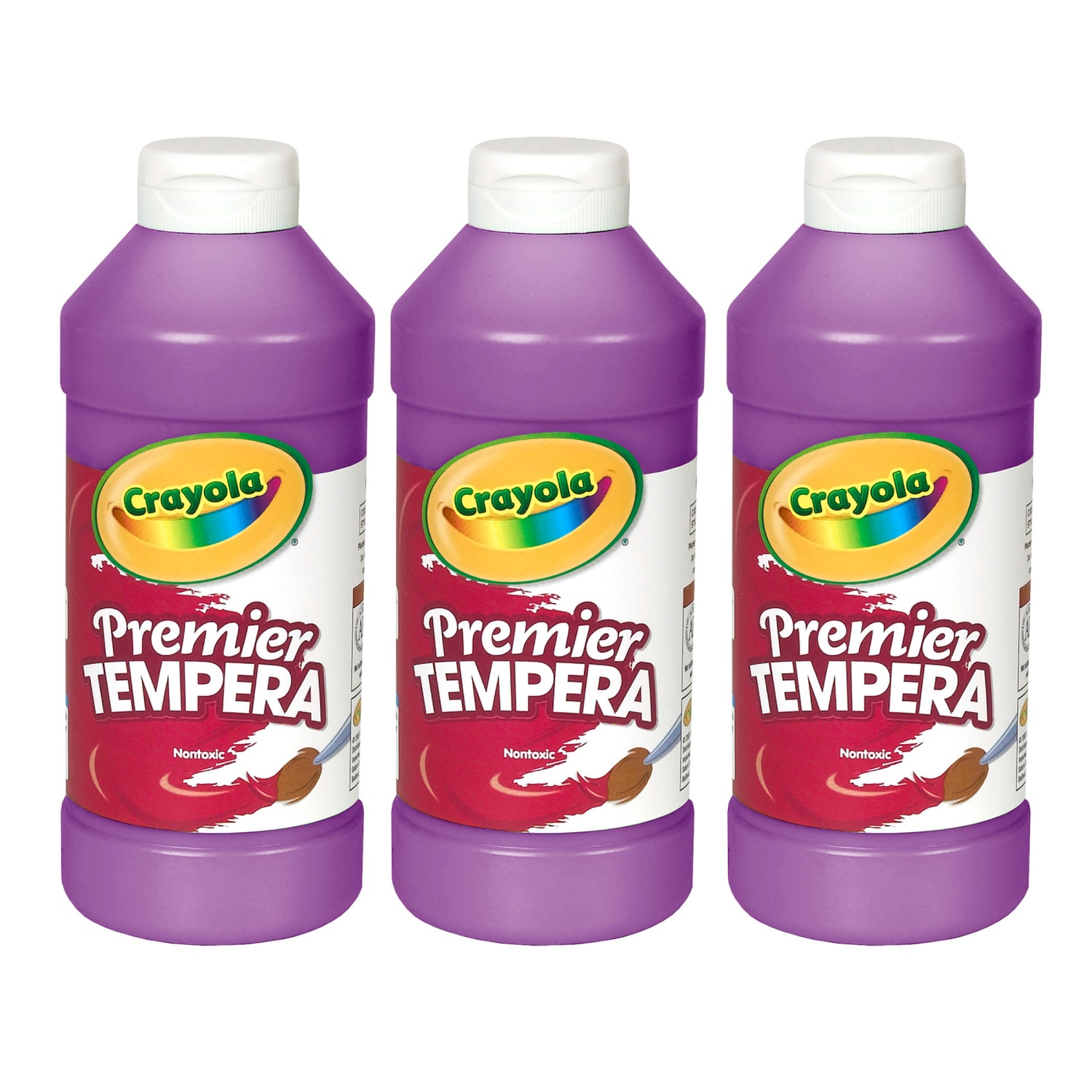 Crayola Premier Tempera Paints, 16 Oz, Violet, Pack Of 3 Paints