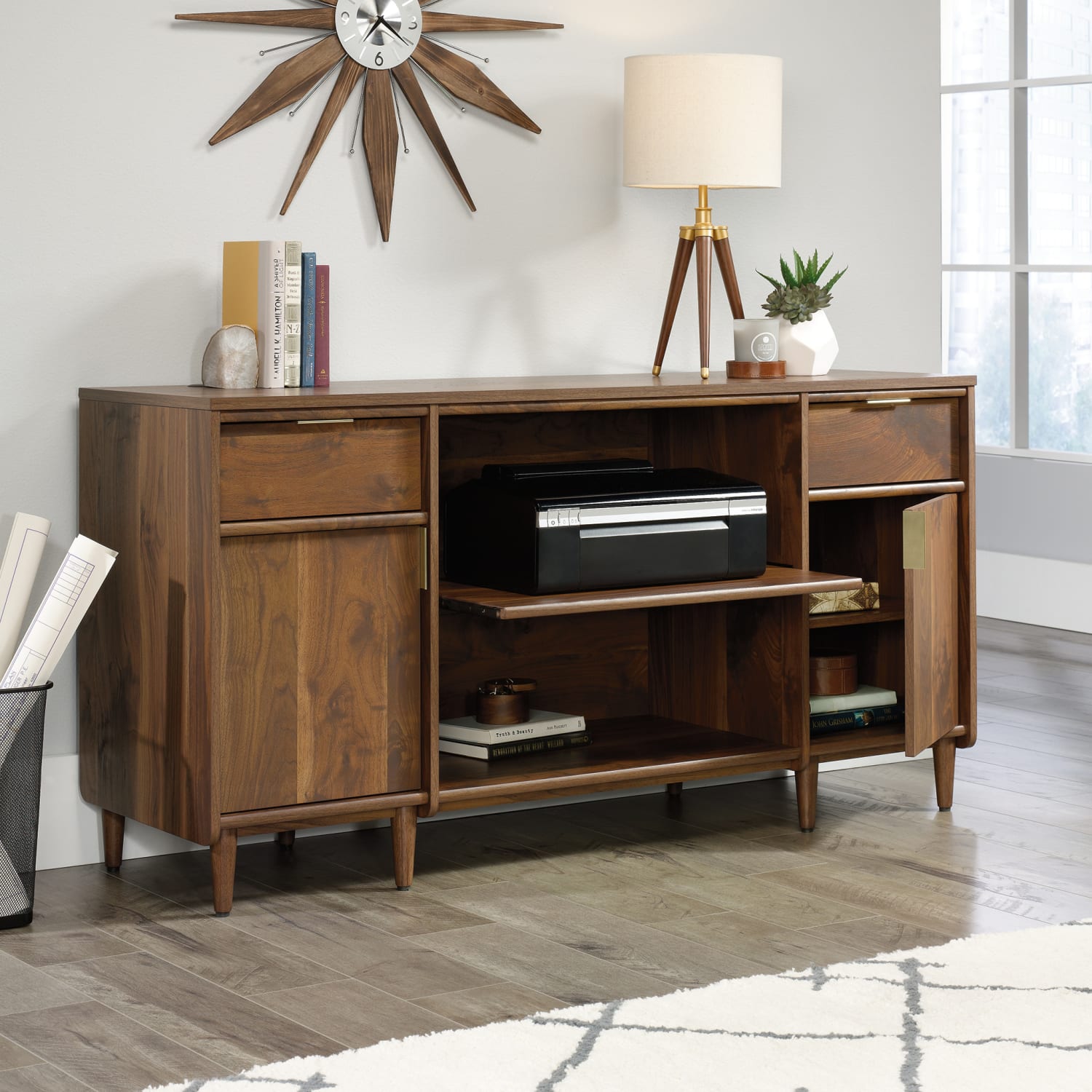 Sauder Clifford Place Credenza, Grand Walnut - Image 5