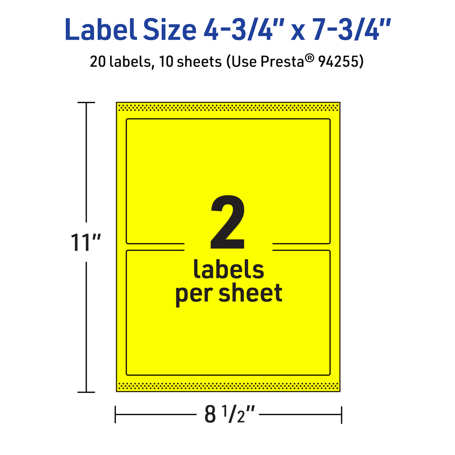 Avery Print-To-The-Edge Labels With Sure Feed Technology And Easy Peel, 94255-NYP10, Rectangle, 4-3/4in x 7-3/4in, Matte Neon Yellow, Pack of 20 - Image 6