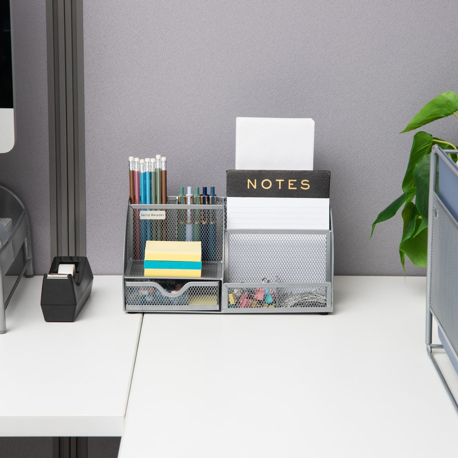 Mind Reader 7-Compartment Desktop Organizer, 5-1/4inH x 5-1/2inW x 11inD, Silver - Image 5