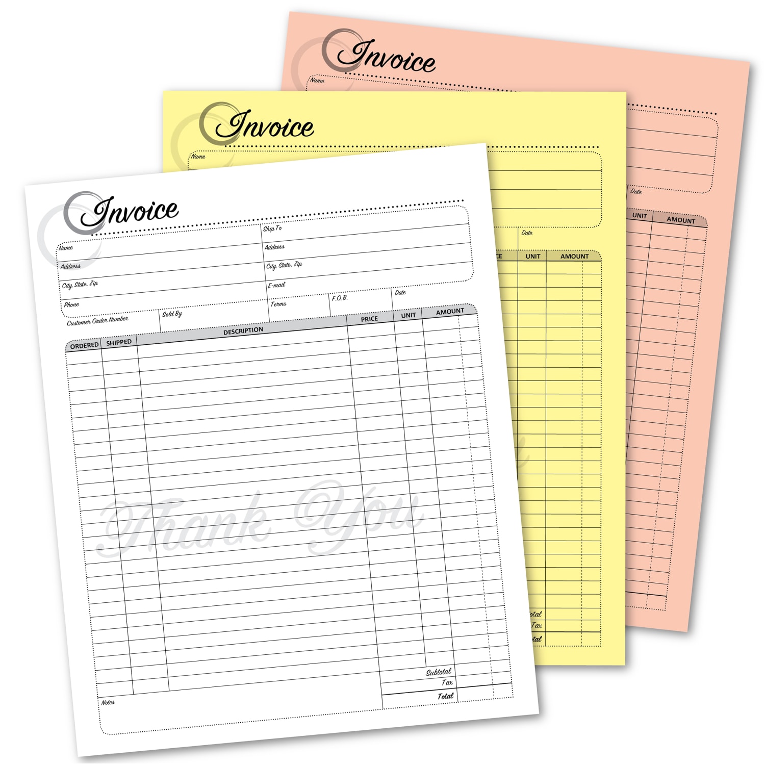 COSCO Invoice Form Book With Slip, 3-Part Carbonless, 8-1/2in x 11in, Artistic, Book Of 50 Sets - Image 5