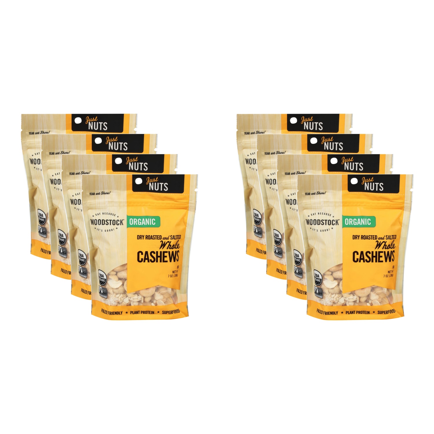 Woodstock Foods Organic Dry Roasted And Salted Whole Cashews, 7 Oz, Total Qty 8 - Image 5