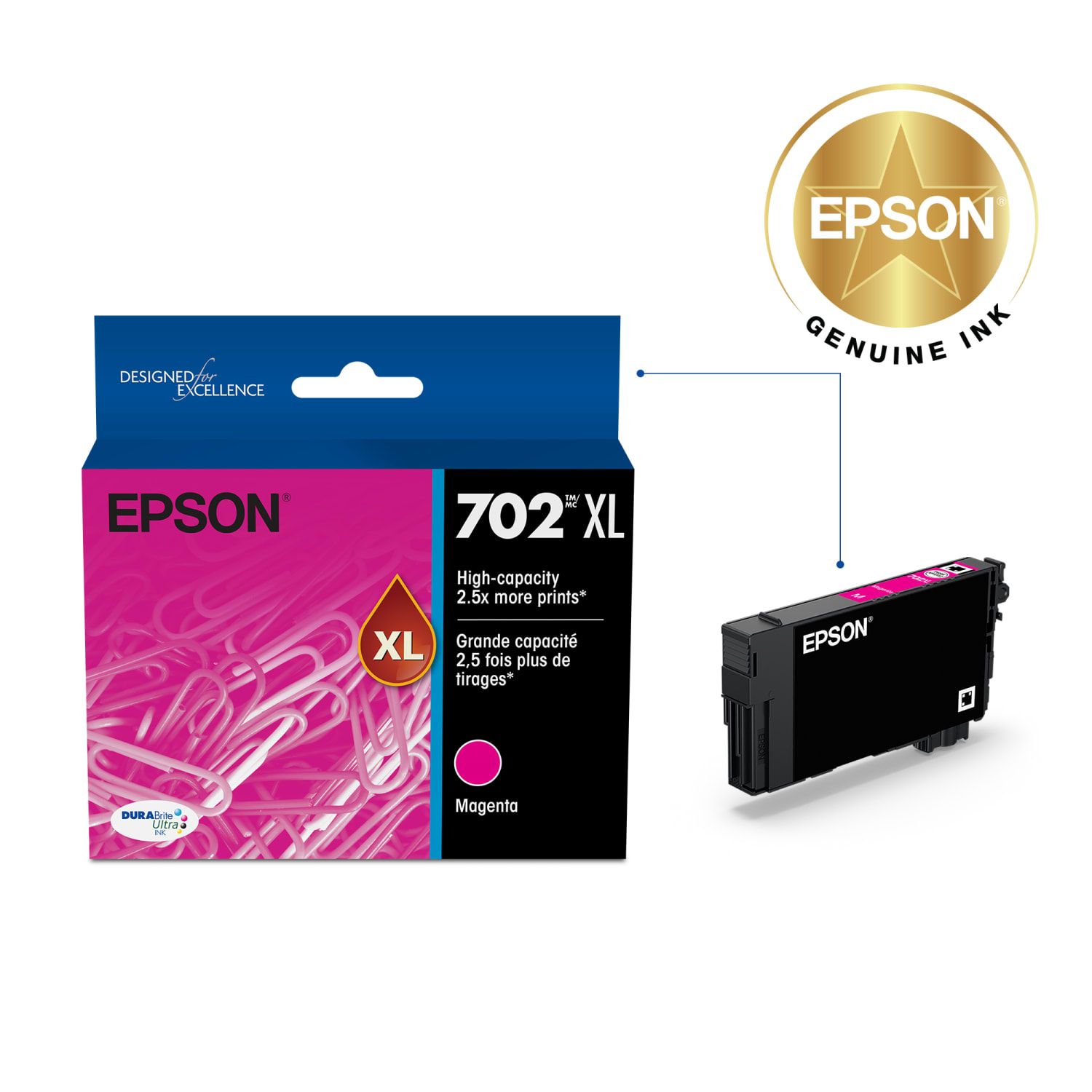 Epson 702XL DuraBrite Magenta Ultra-High-Yield Ink Cartridge, T702XL320-S - Image 3