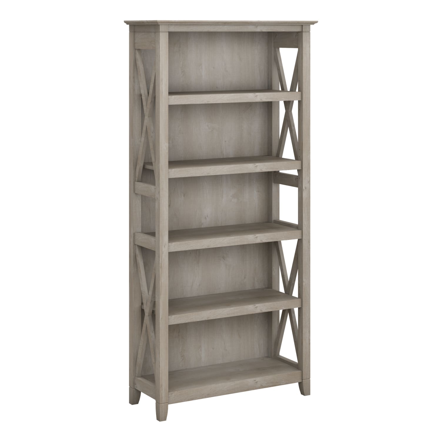 Bush Business Furniture Key West 66inH 5-Shelf Bookcase, Washed Gray, Standard Delivery - Image 3