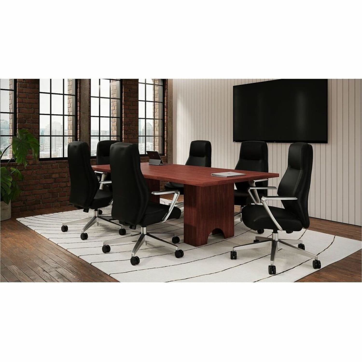 Lorell Essentials Modular Conference Table, 47inW x 47inL, Cherry, 16341 - Image 5