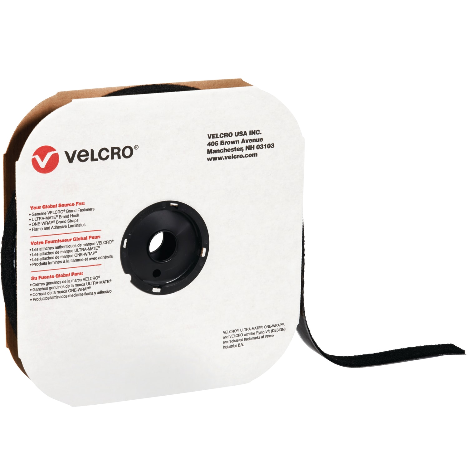 VELCRO Brand Tape, Hook Strips, 1.5in x 900in, Black