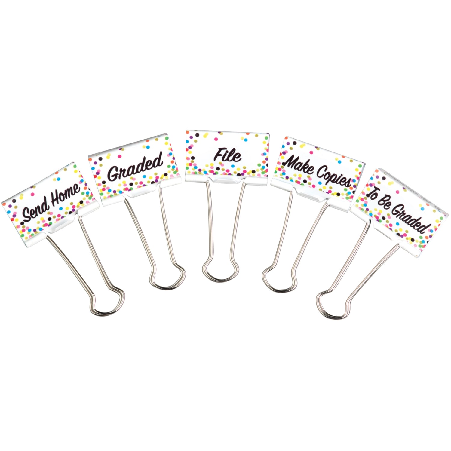 Teacher Created Resources Confetti Large Binder Clips, Management, 5 Per Pack, Set Of 3 Packs - Image 3