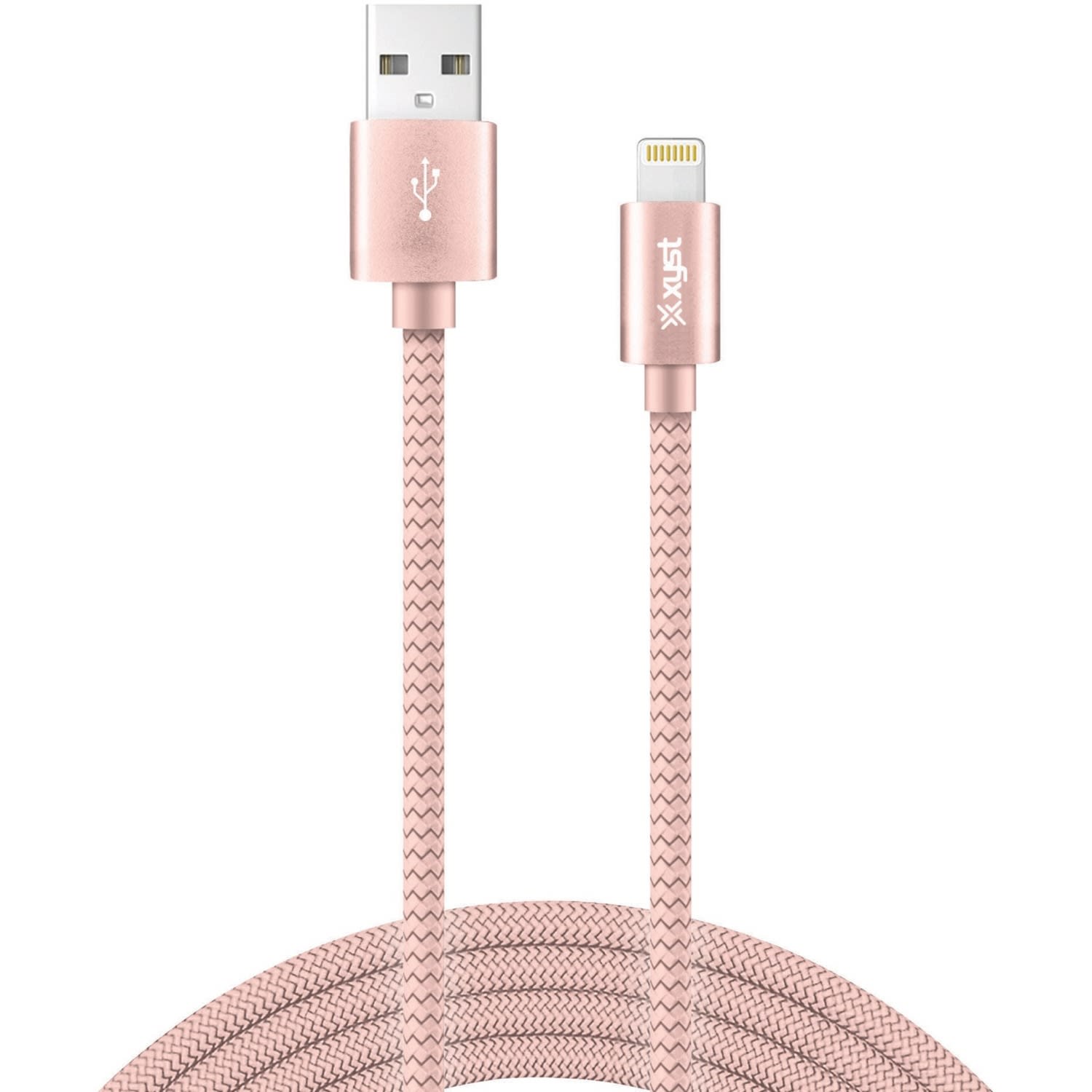 XYST Charge and Sync USB to Lightning Braided Cable, 10 Ft. (Rose Gold) - 10 ft Lightning/USB Data Transfer Cable  - XYSL10704B