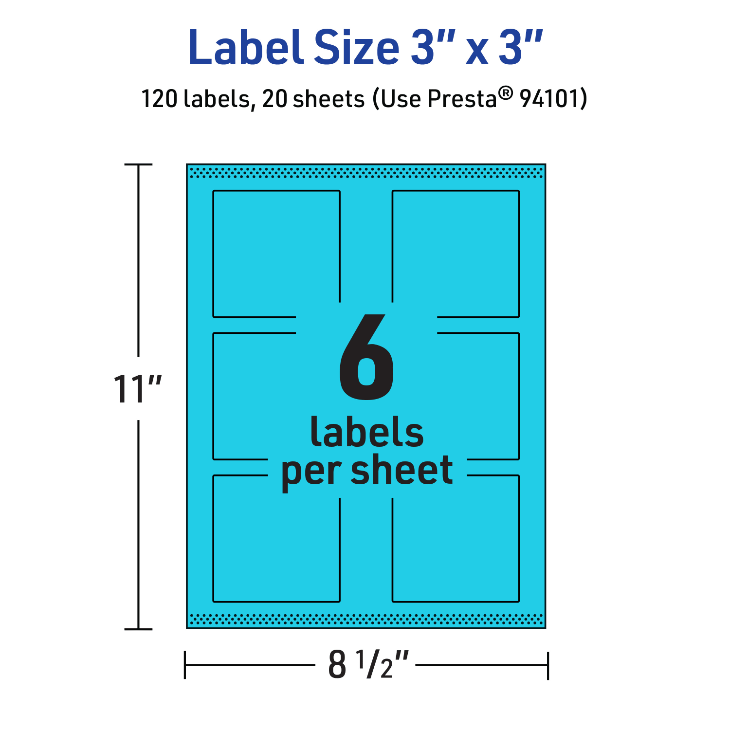 Avery Print-To-The-Edge Labels With Sure Feed Technology And Easy Peel Label Feature, 94101-BBP20, Square, 3in x 3in, Matte Bright Blue, Pack of 120 - Image 6
