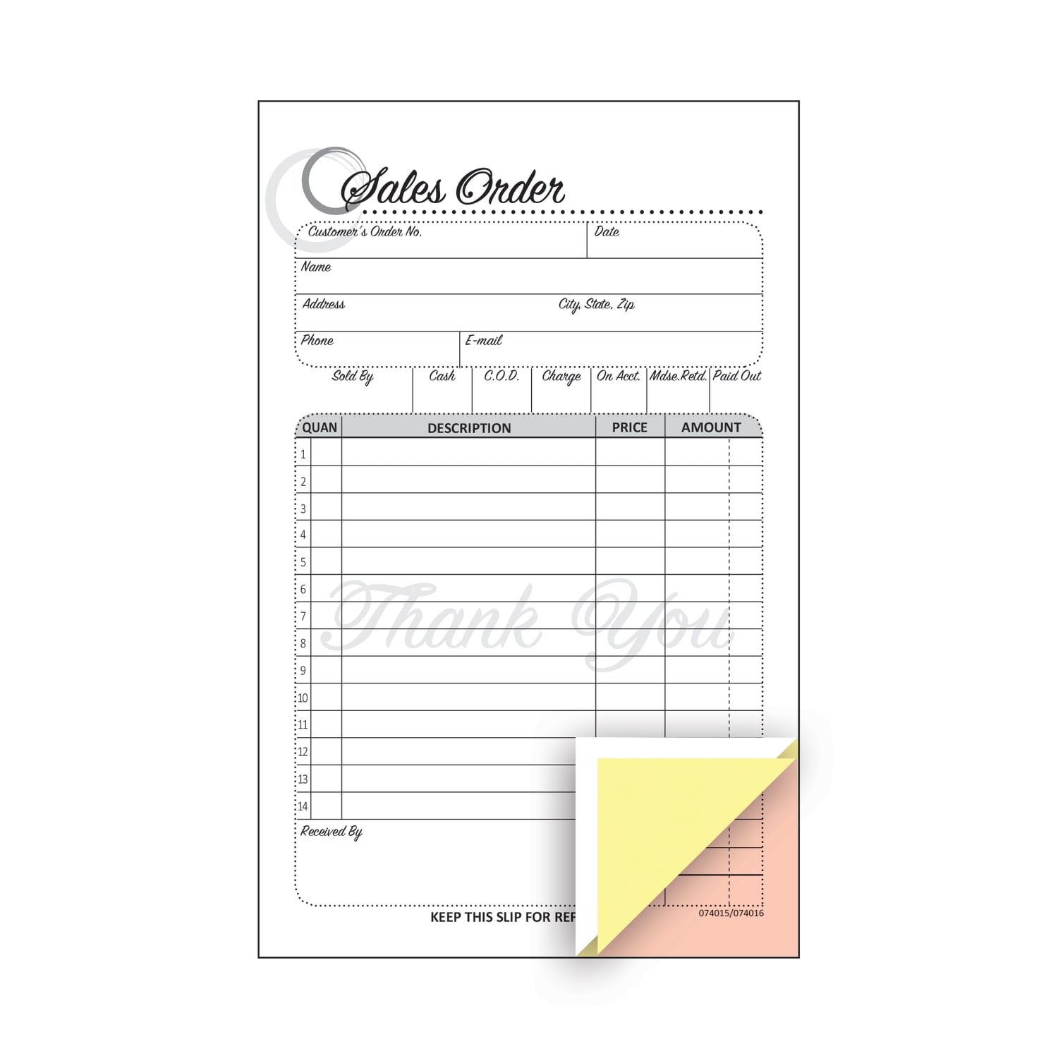 COSCO Sales Order Form Book With Slip, 3-Part Carbonless, 4-1/4in x 7-1/4in, Artistic, 50 Sets - Image 4