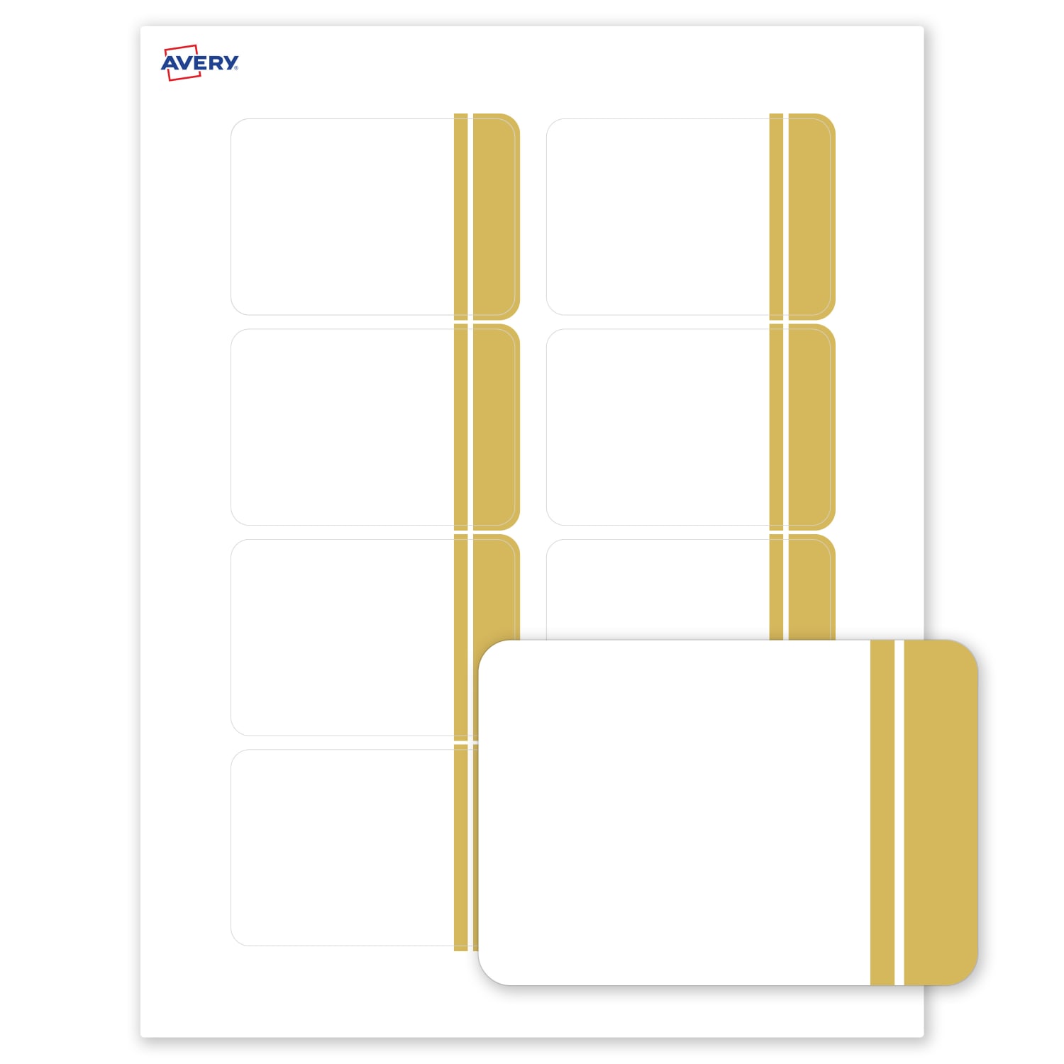 Avery Printable Adhesive Name Badges/Preprinted Designs, Rectangle, S00-EY4, 2-1/3in x 3-3/8in, Matte White/Double Dipped Gold Edge, Pack Of 80 - Image 3