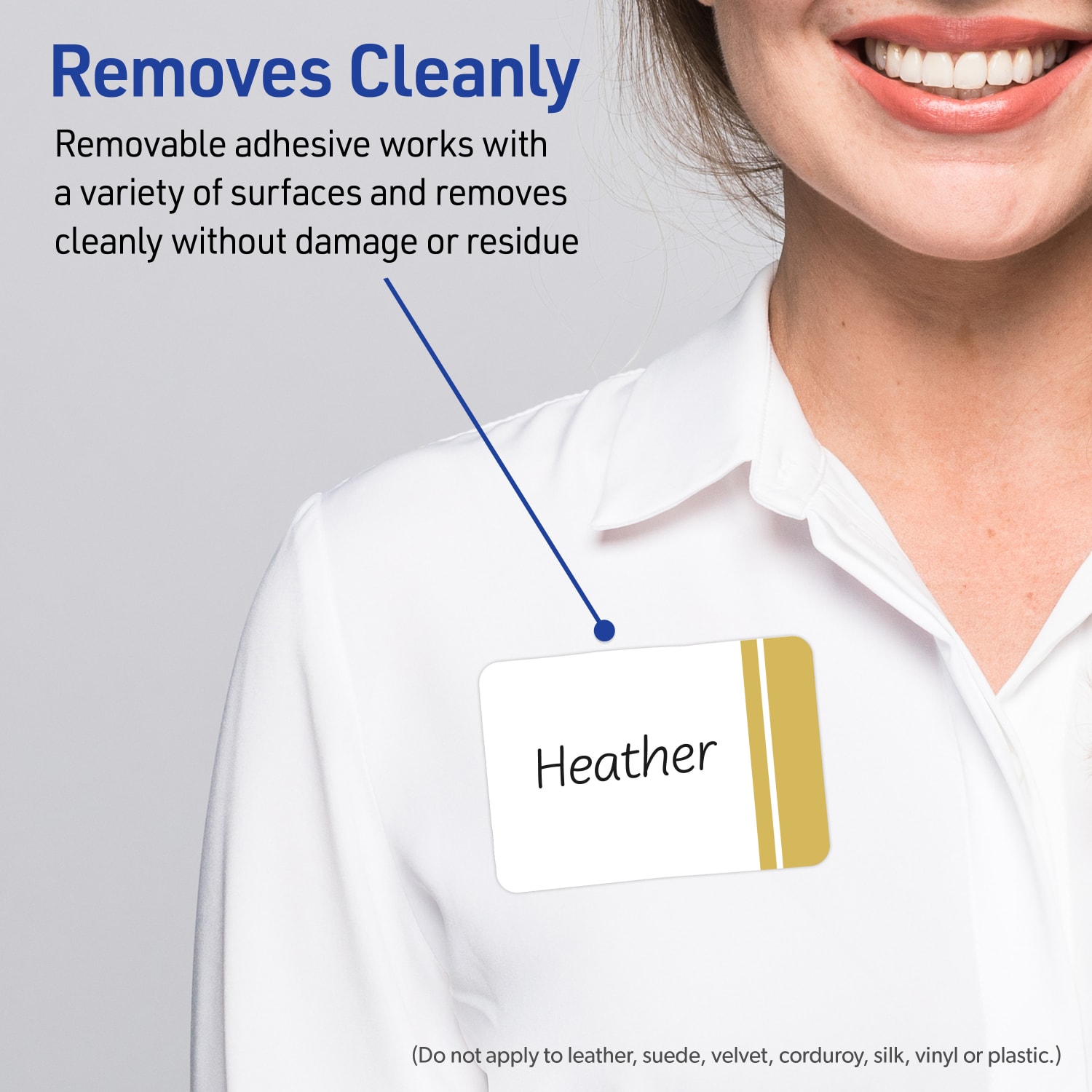 Avery Printable Adhesive Name Badges/Preprinted Designs, Rectangle, S00-EY4, 2-1/3in x 3-3/8in, Matte White/Double Dipped Gold Edge, Pack Of 80 - Image 5