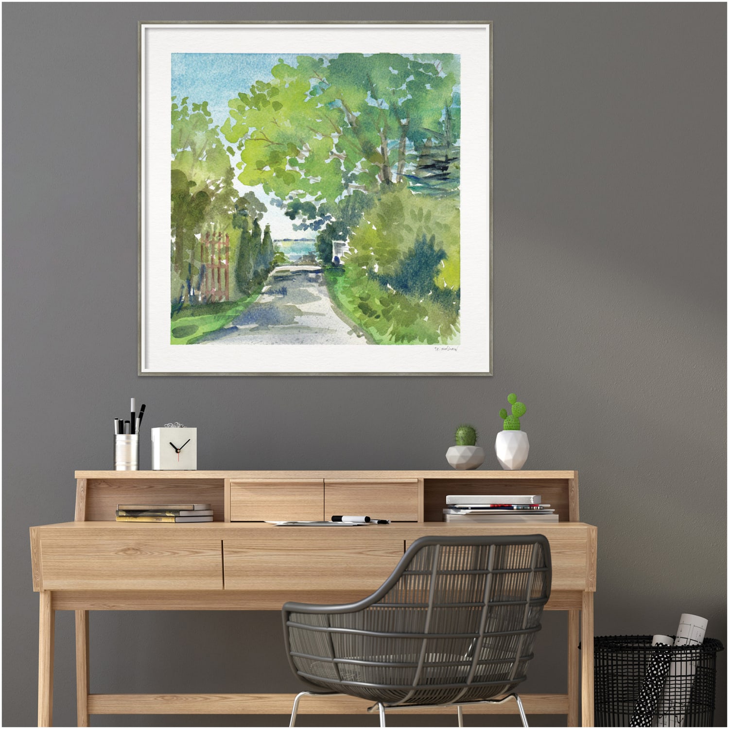 Amanti Art The Lane And Sea by Patricia Shaw Wood Framed Wall Art Print, 41inW x 41inH, White - Image 3