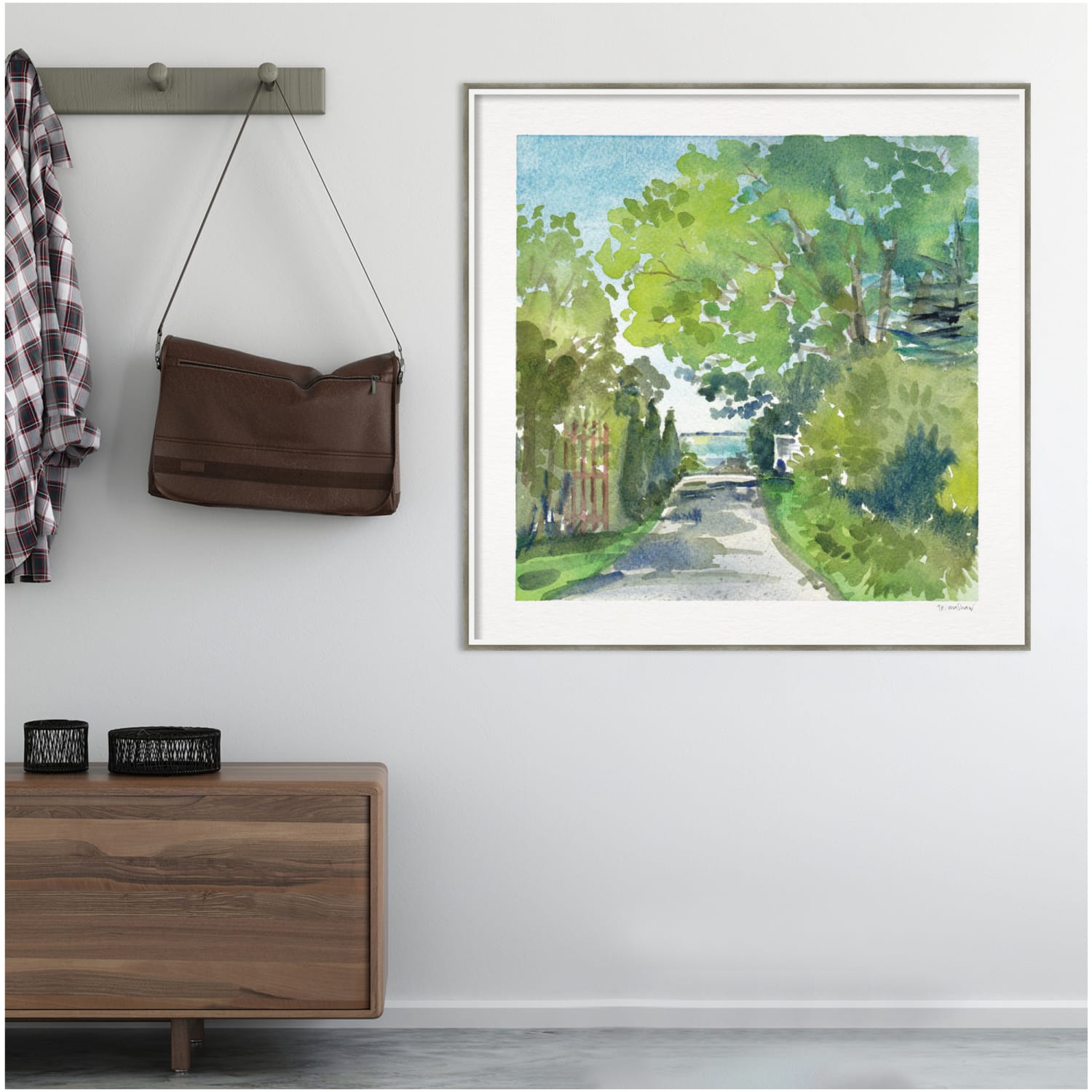 Amanti Art The Lane And Sea by Patricia Shaw Wood Framed Wall Art Print, 41inW x 41inH, White - Image 5