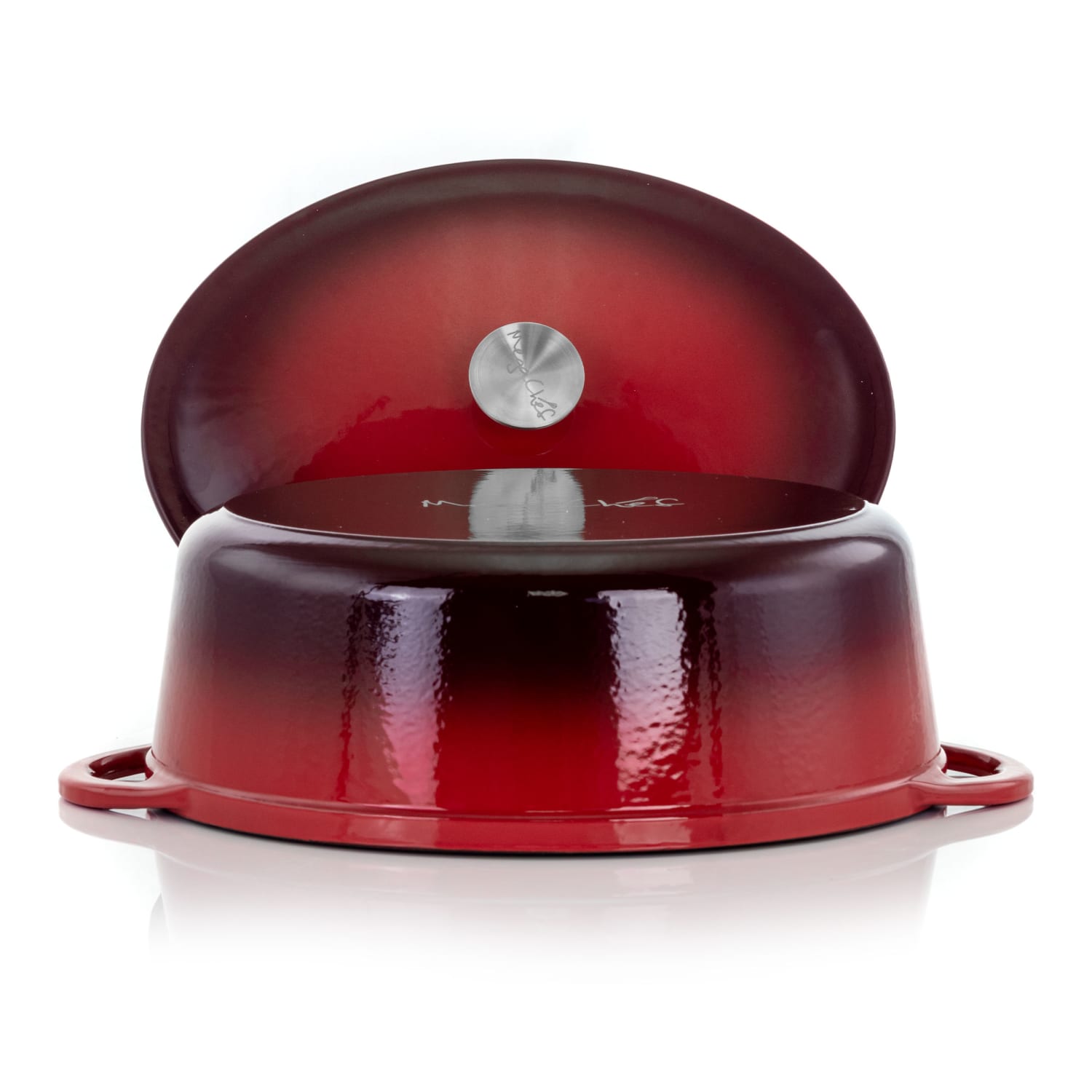MegaChef 7-Quart Cast Iron Casserole Dish, Red - Image 5