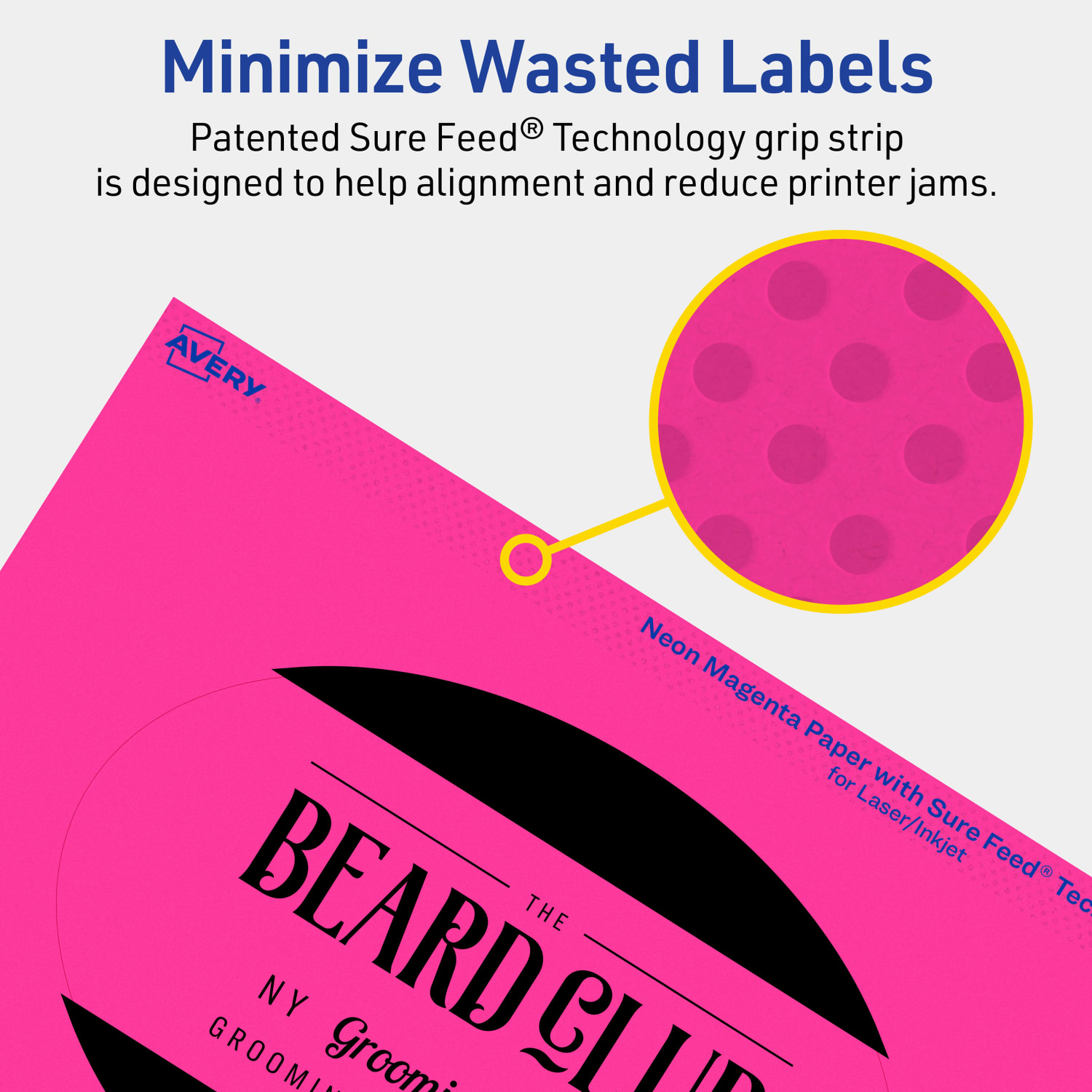 Avery Print-To-The-Edge Labels With Sure Feed Technology, 94057-NMP10, Oval, 4in x 6in, Matte Neon Magenta, Pack of 20 - Image 5