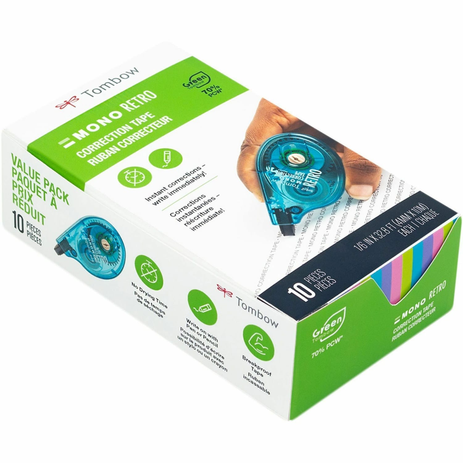 Tombow Mono Correction Tape In Retro Colors, Single Line, 394in, Blue/Purple/Pink/Green, Pack Of 10 - Image 4