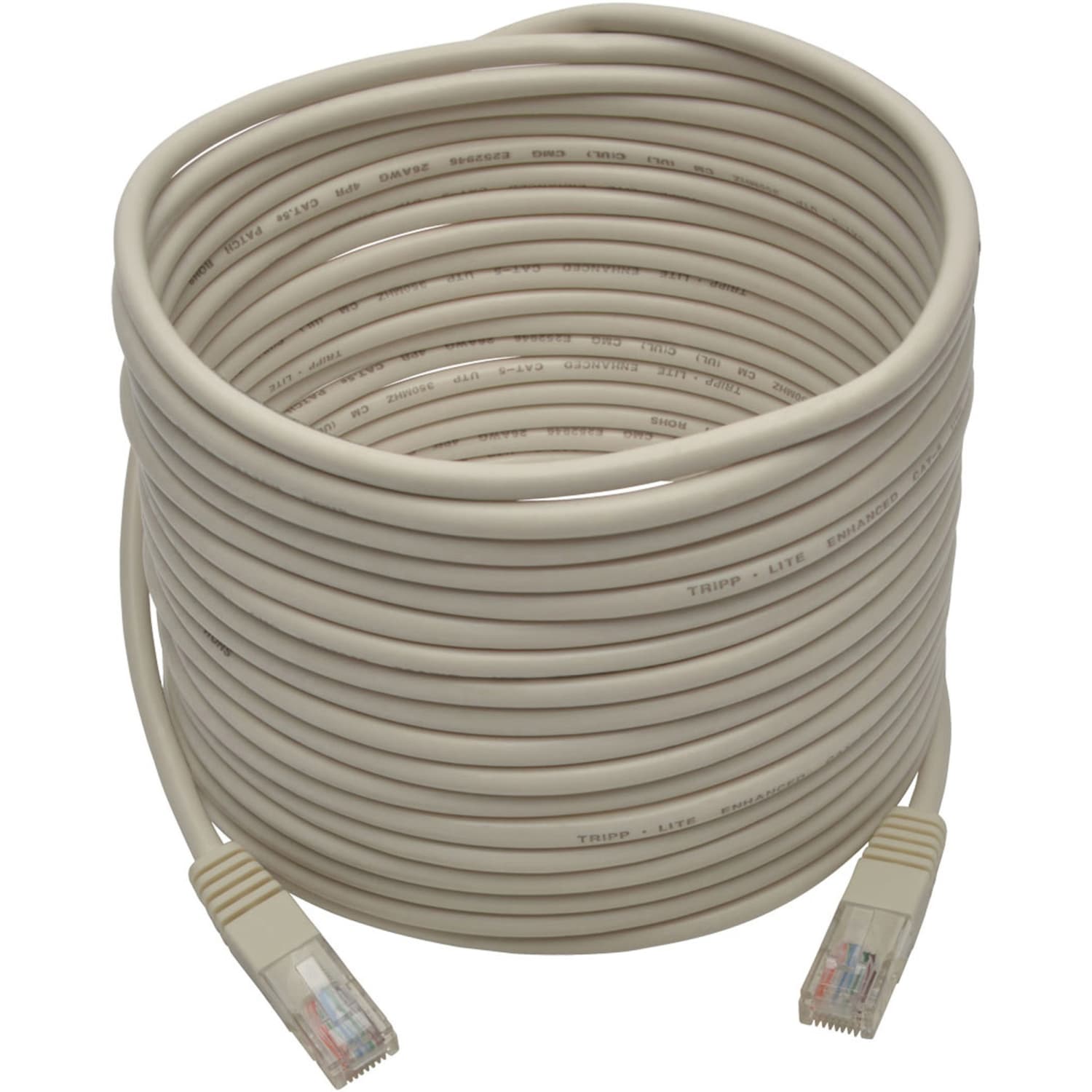 Eaton Tripp Lite Series Cat5e 350 MHz Molded (UTP) Ethernet Cable (RJ45 M/M), PoE - White, 25 ft. (7.62 m) - N002025WH