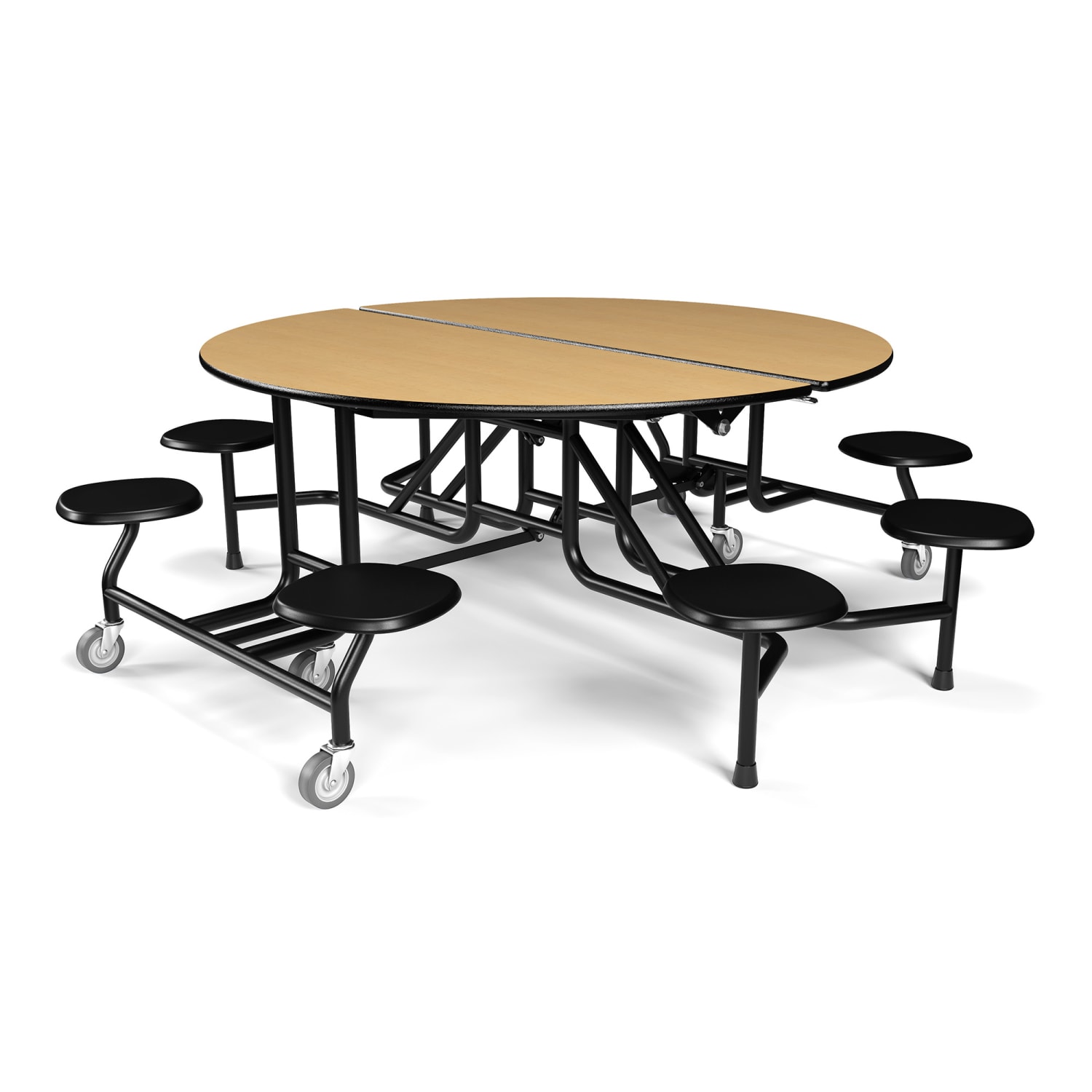 Palmer Hamilton 59T Round Mobile Cafeteria Table, 29in x 83in, Fusion Maple - Image 5