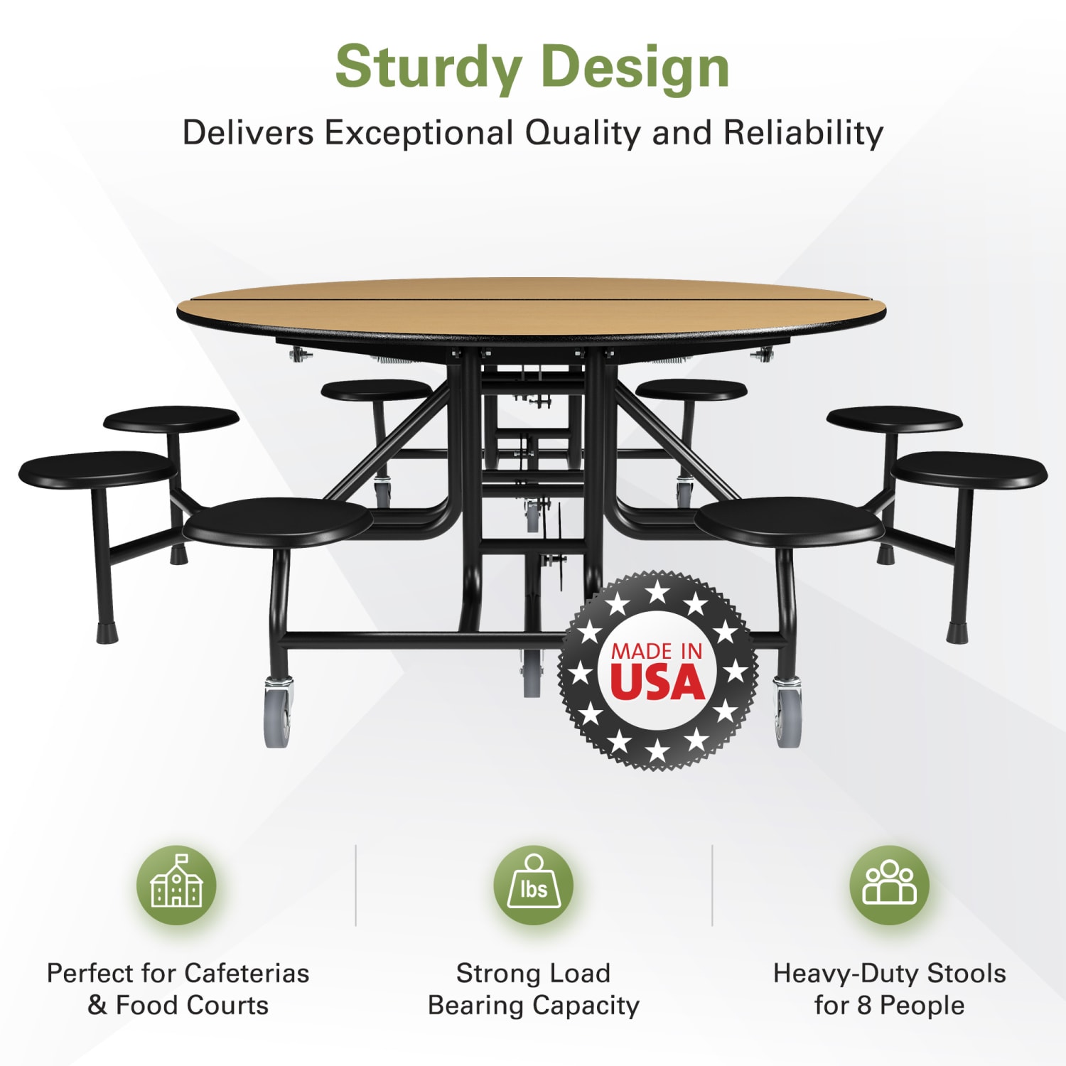 Palmer Hamilton 59T Round Mobile Cafeteria Table, 29in x 83in, Fusion Maple - Image 6