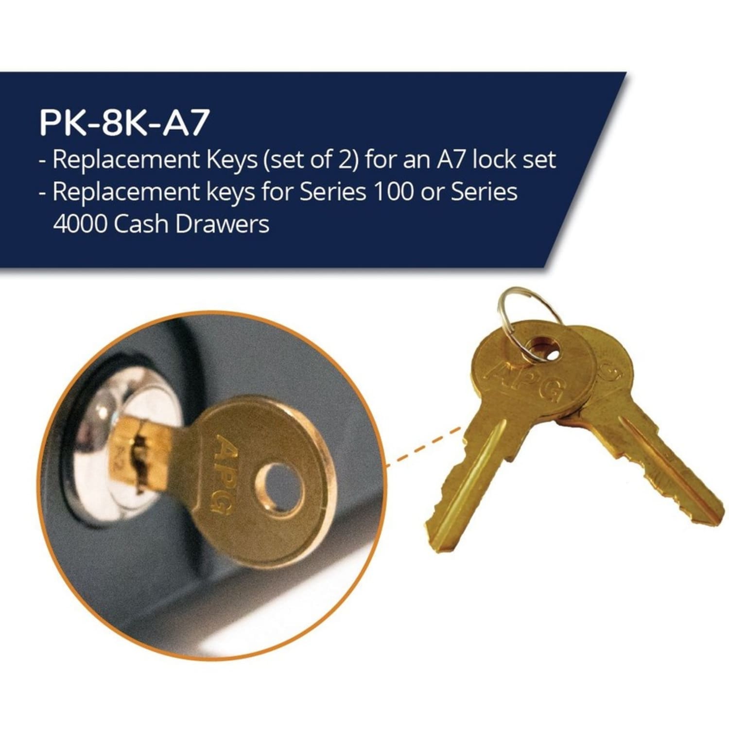 APG Cash Drawer PK-8K-A7 Key Set - Image 3