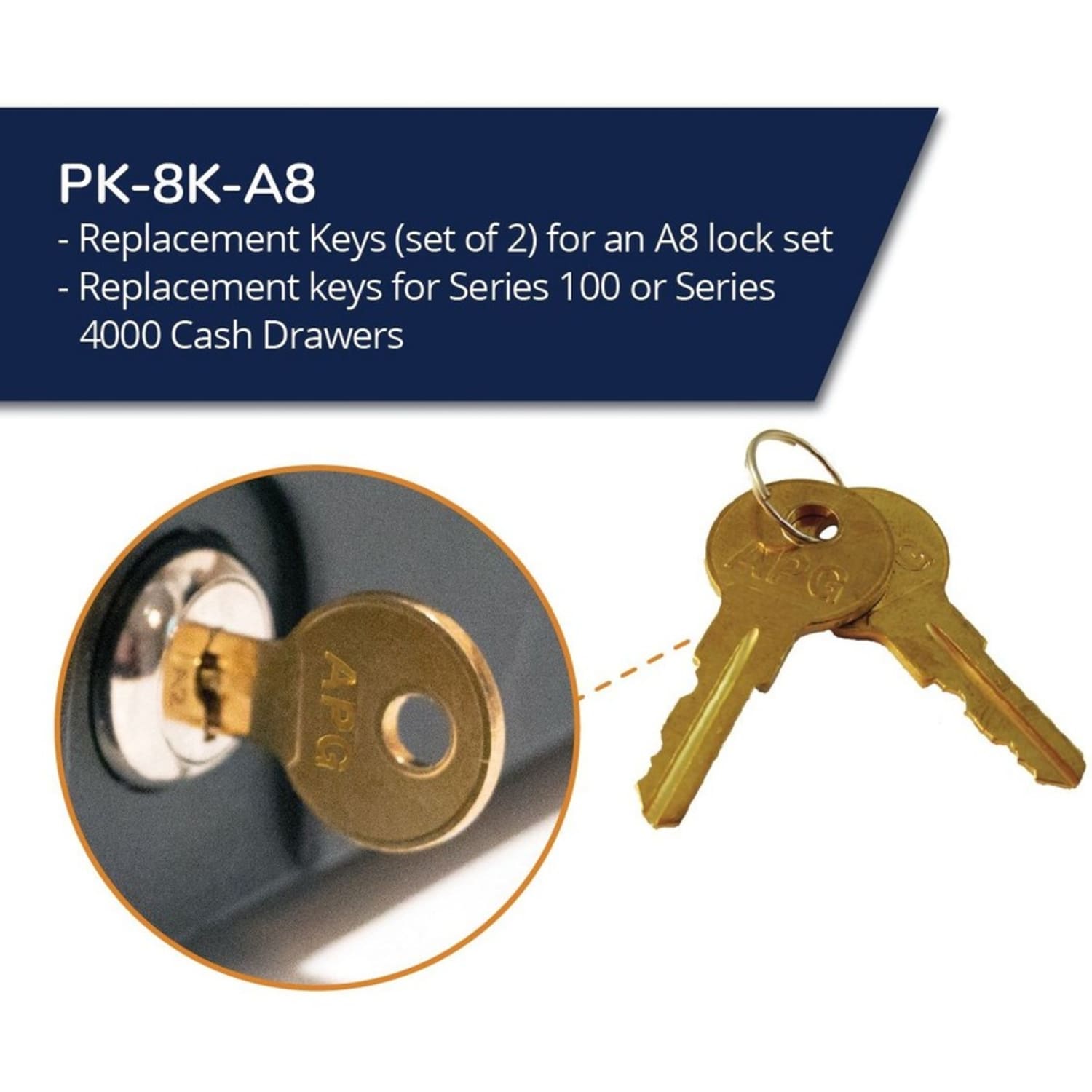 APG Cash Drawer PK-8K-A8 Key Set - Image 3