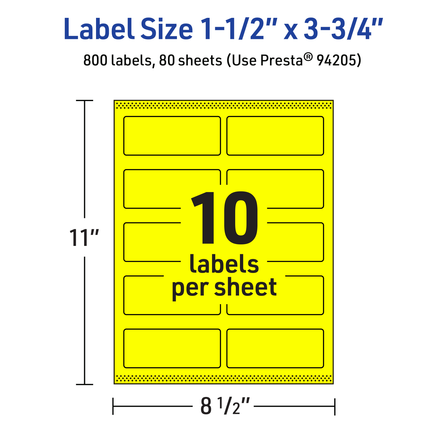 Avery Print-To-The-Edge Labels With Sure Feed Technology And Easy Peel, 94205-NYP80, Rectangle, 1-1/2in x 3-3/4in, Matte Neon Yellow, Pack of 800 - Image 6