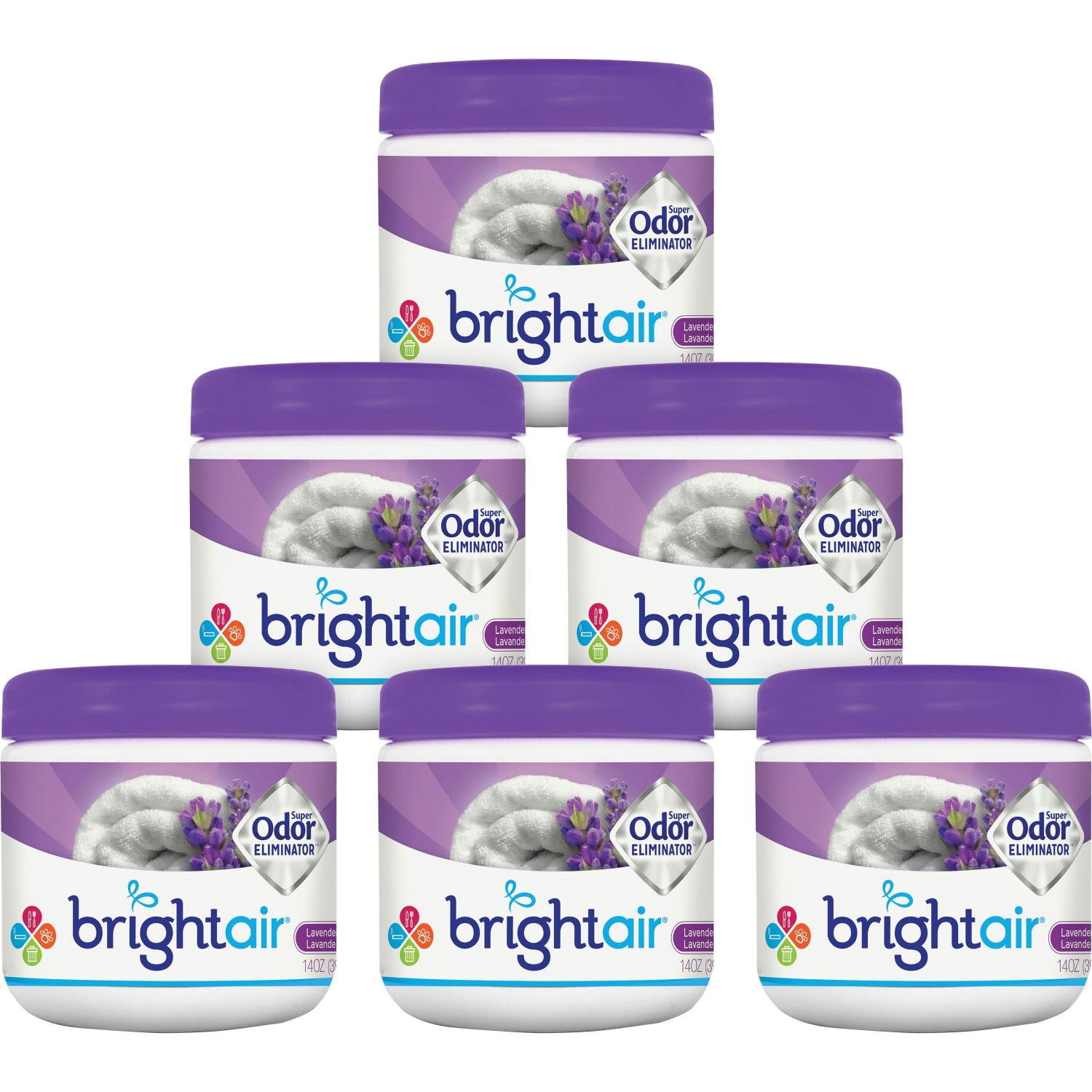 Bright Air Super Odor Eliminator Air Fresheners, Lavender/Fresh Linen Scent, 14 Oz, Pack Of 6 - Image 6