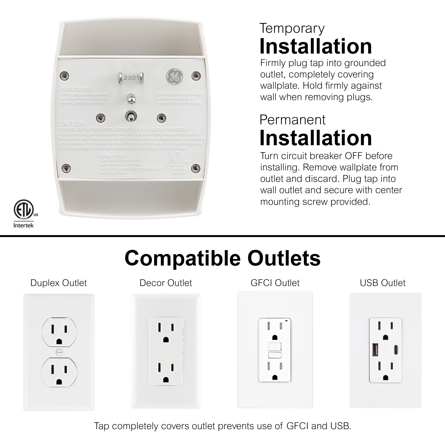 GE Grounding Hex Tap, White - Image 3