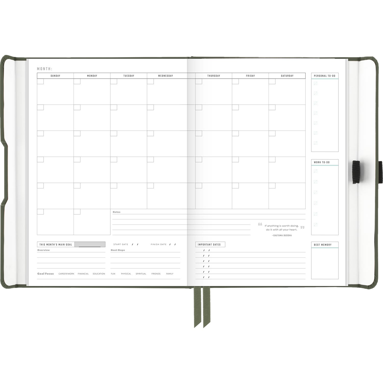AT-A-GLANCE Foundation Weekly/Monthly Planner, 5-1/2in x 8-1/2in, Small, Green, Undated - Image 3