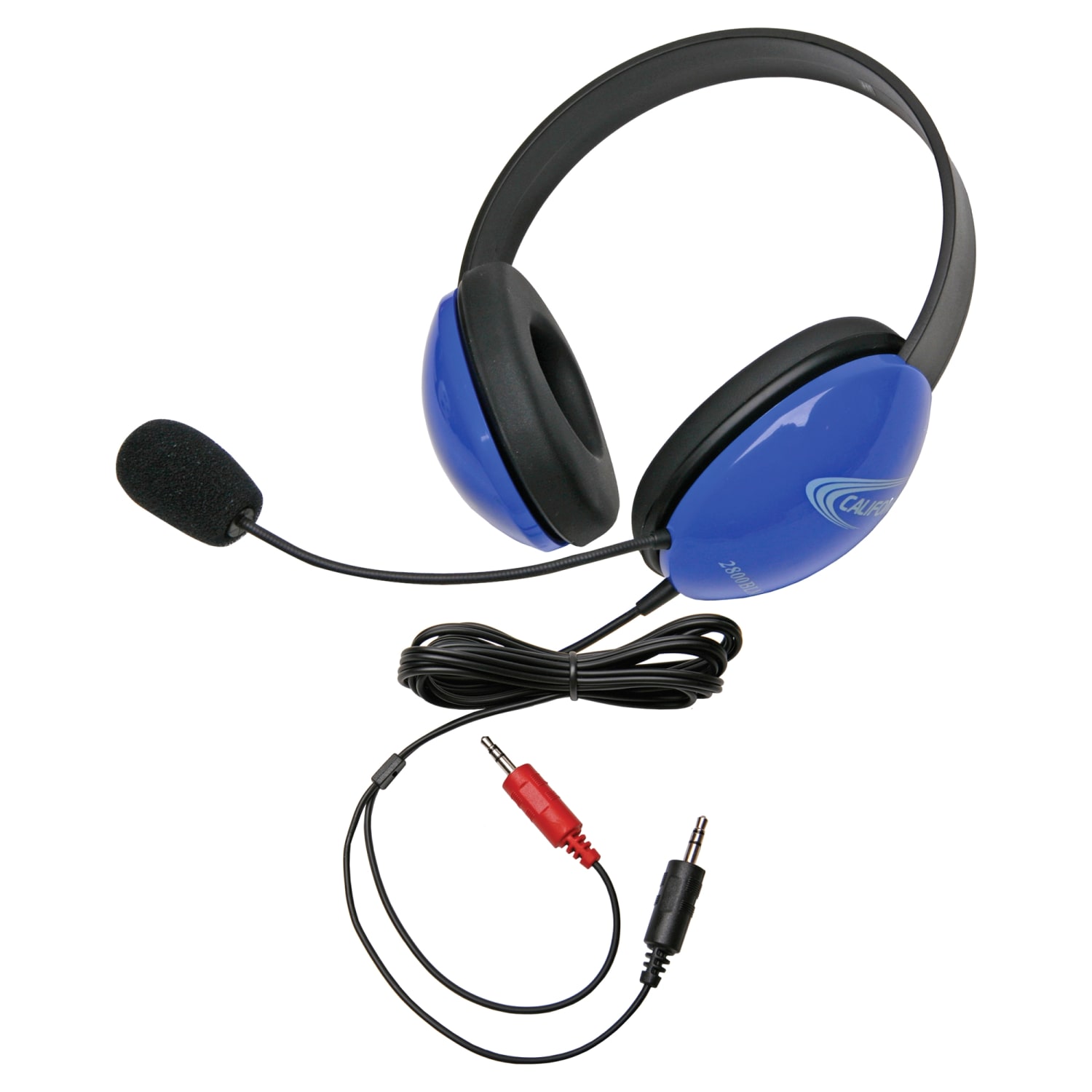 Califone Blue Stereo Headphone w/ Mic Dual 3.5mm Plug Via Ergoguys - Stereo - Mini-phone (3.5mm) - Wired - 2800BLAV - Image 4