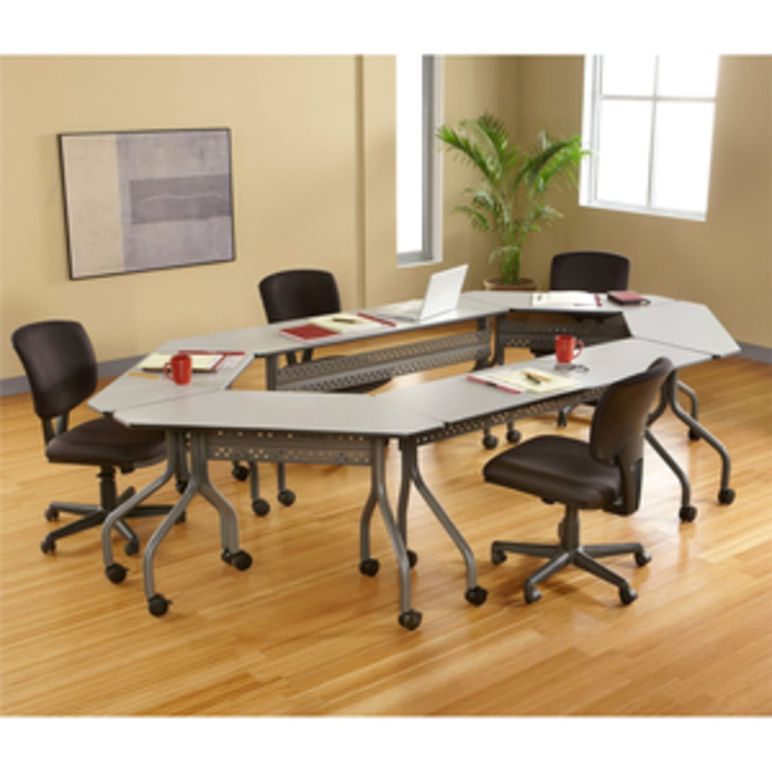 Iceberg OfficeWorks 60inW Mobile Training Table, Rectangle, Gray - Image 4