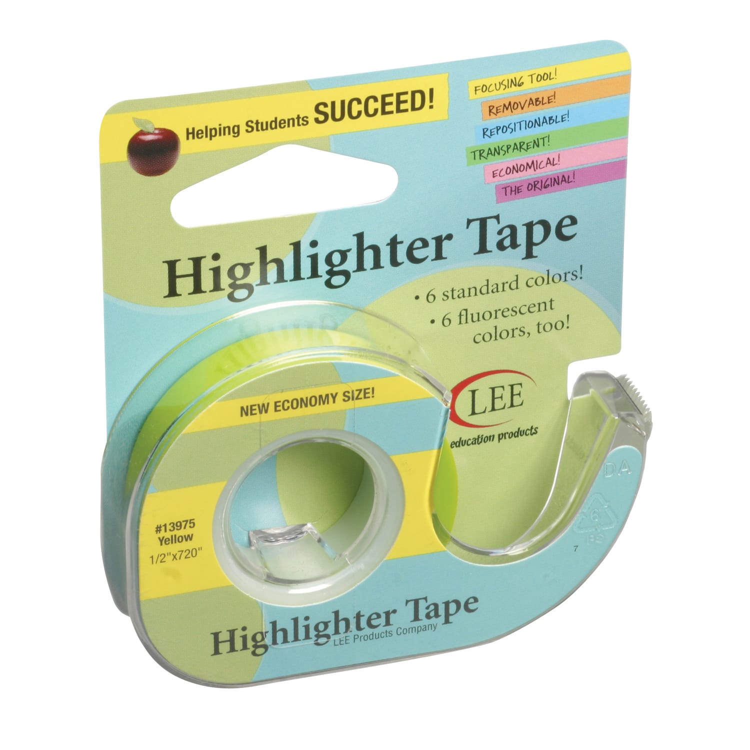 Lee Products Removable Highlighter Tape, 0.5in x 720in, Yellow, Pack Of 6 - Image 3