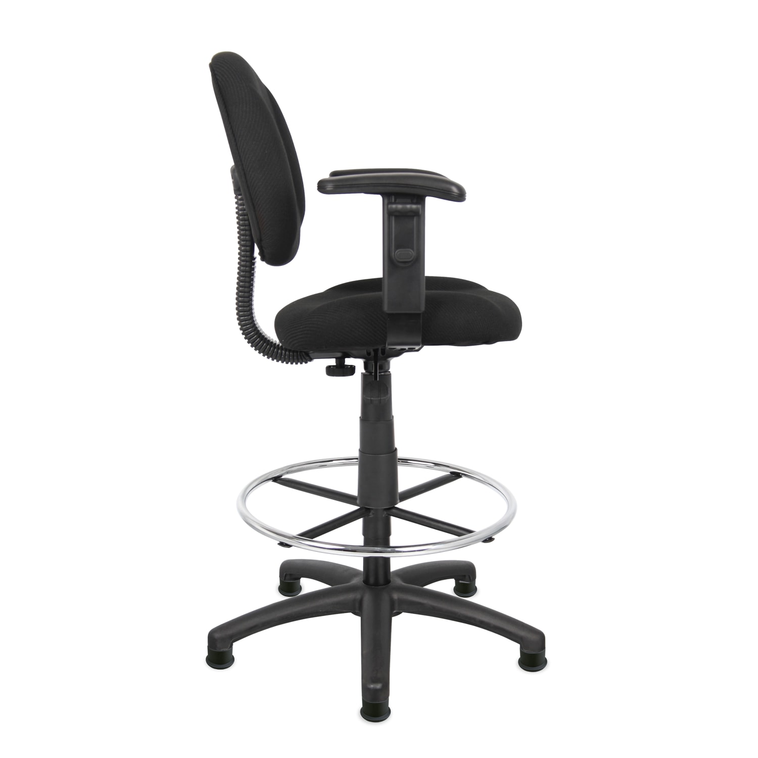 Boss Office Products Ergonomic Drafting Stool With Back Footring Black PopularChairscom