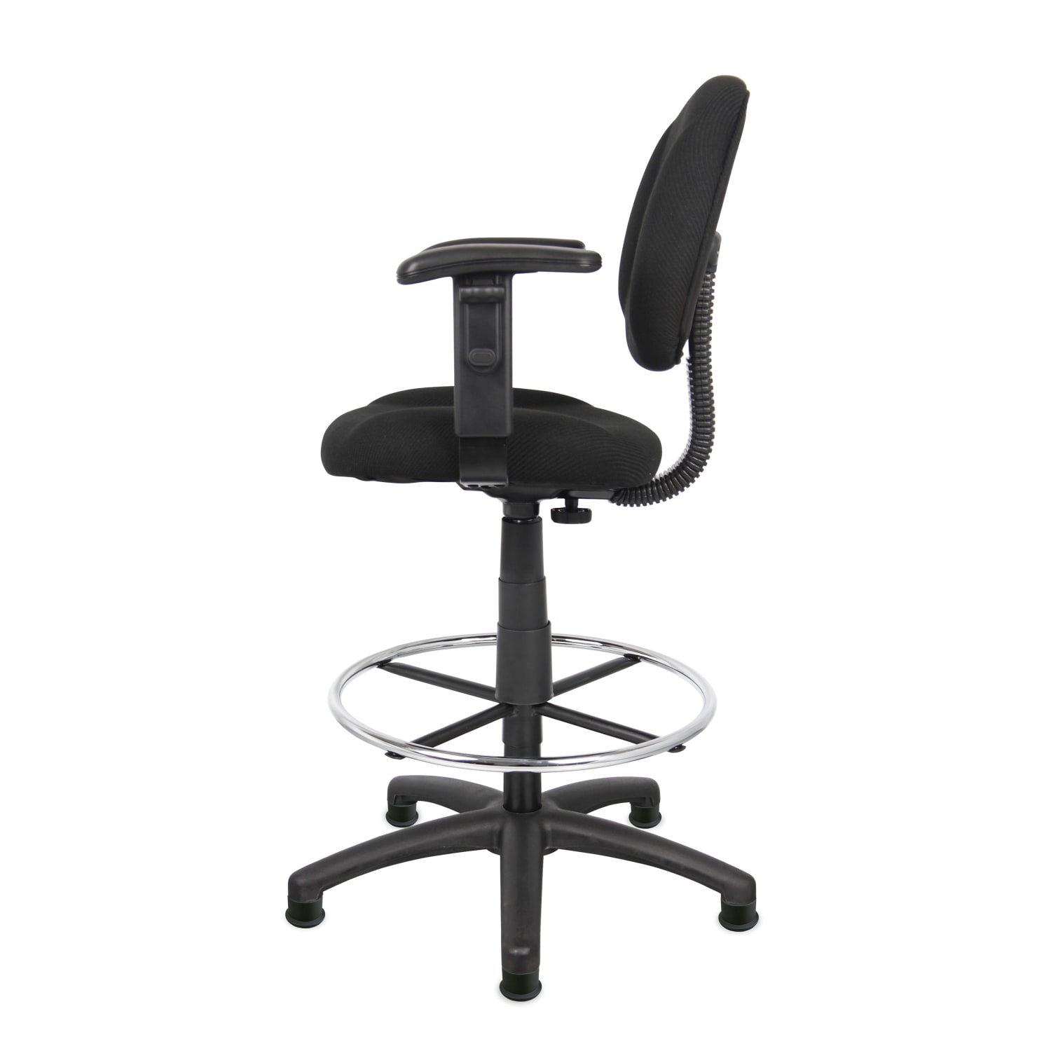 Boss Office Products Ergonomic Drafting Stool With Back, Footring, Black - Image 5