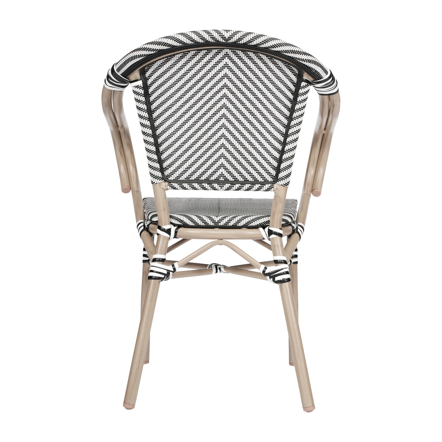 Flash Furniture 2 Pack Marseille IndoorOutdoor Commercial Bistro Stacking Chair with Arms Black  WhiteLight Natural Frame  2SDAS64218BKWLT PopularChairscom