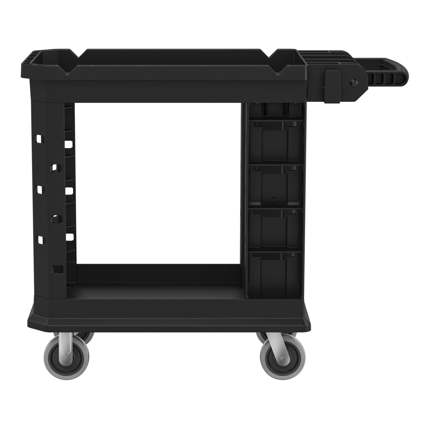 Suncast Commercial 2-Shelf Heavy-Duty Structural Foam Utility Cart, 34-13/16inH x 19-1/2inW x 41-3/4inD, Gray - Image 5