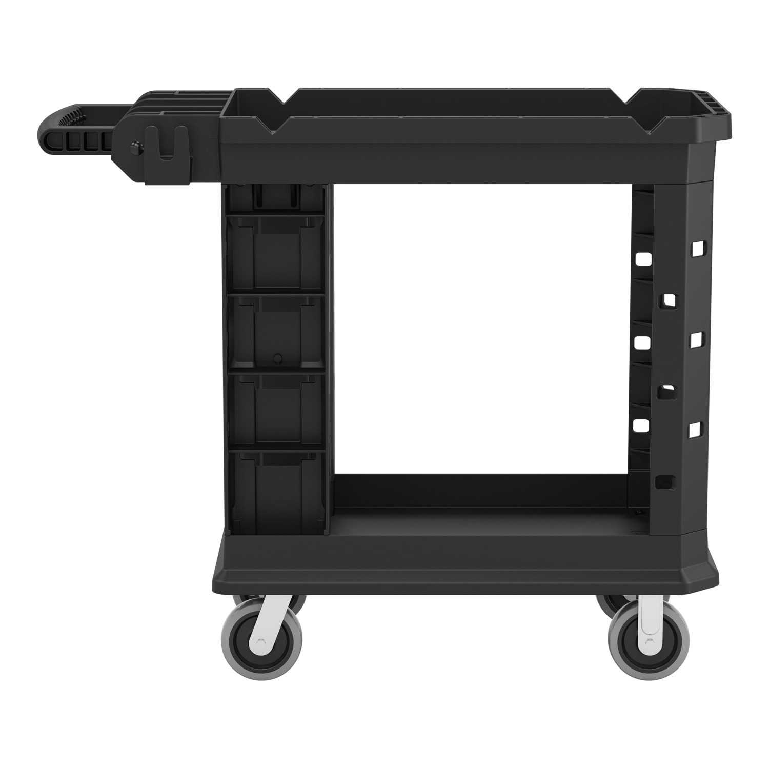 Suncast Commercial 2-Shelf Heavy-Duty Structural Foam Utility Cart, 34-13/16inH x 19-1/2inW x 41-3/4inD, Gray - Image 6