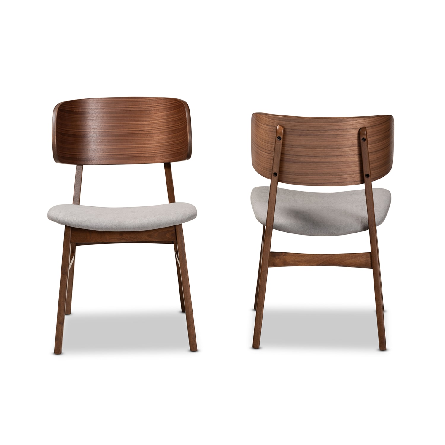 Baxton Studio Alston Dining Chairs, Gray/Walnut Brown, Set Of 2 Chairs - Image 3
